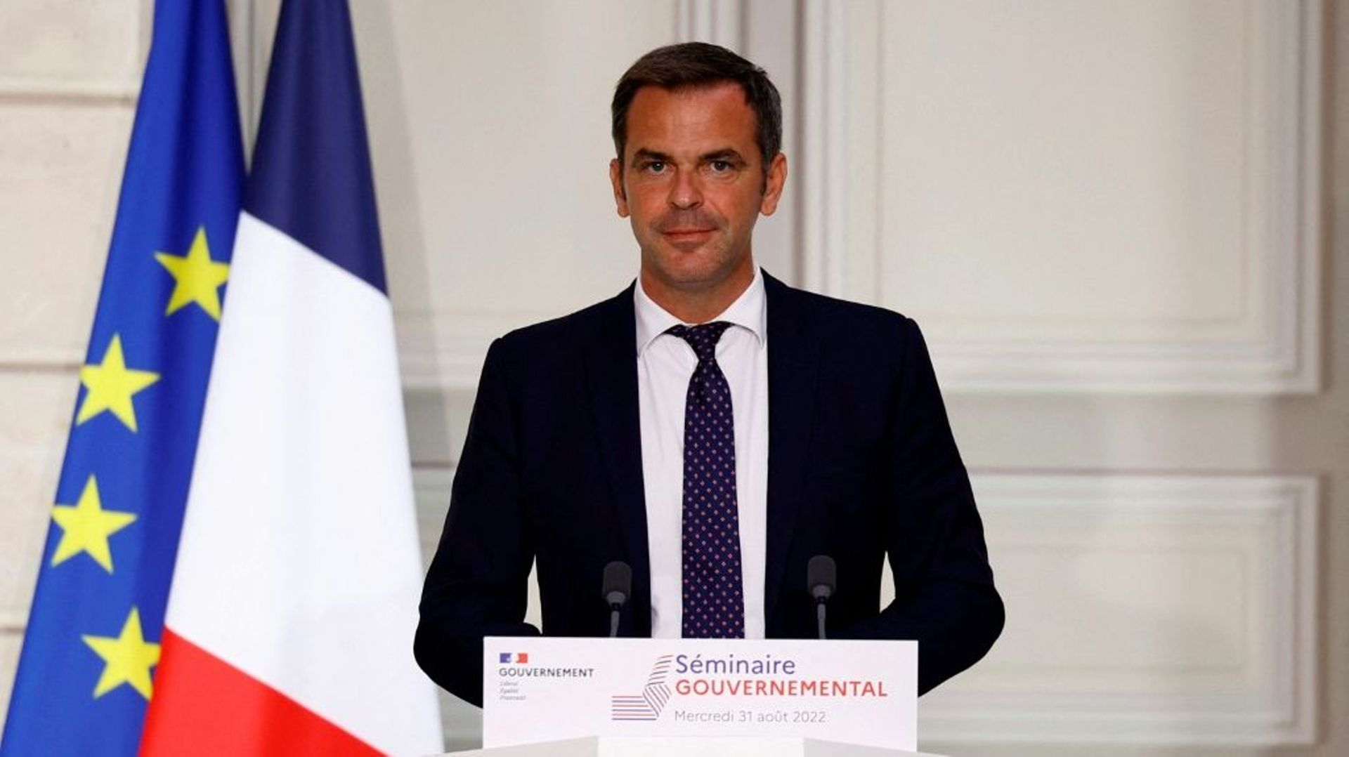 Le porte-parole du gouvernement, Olivier Véran à l’Elysée à Paris le 31 août 2022