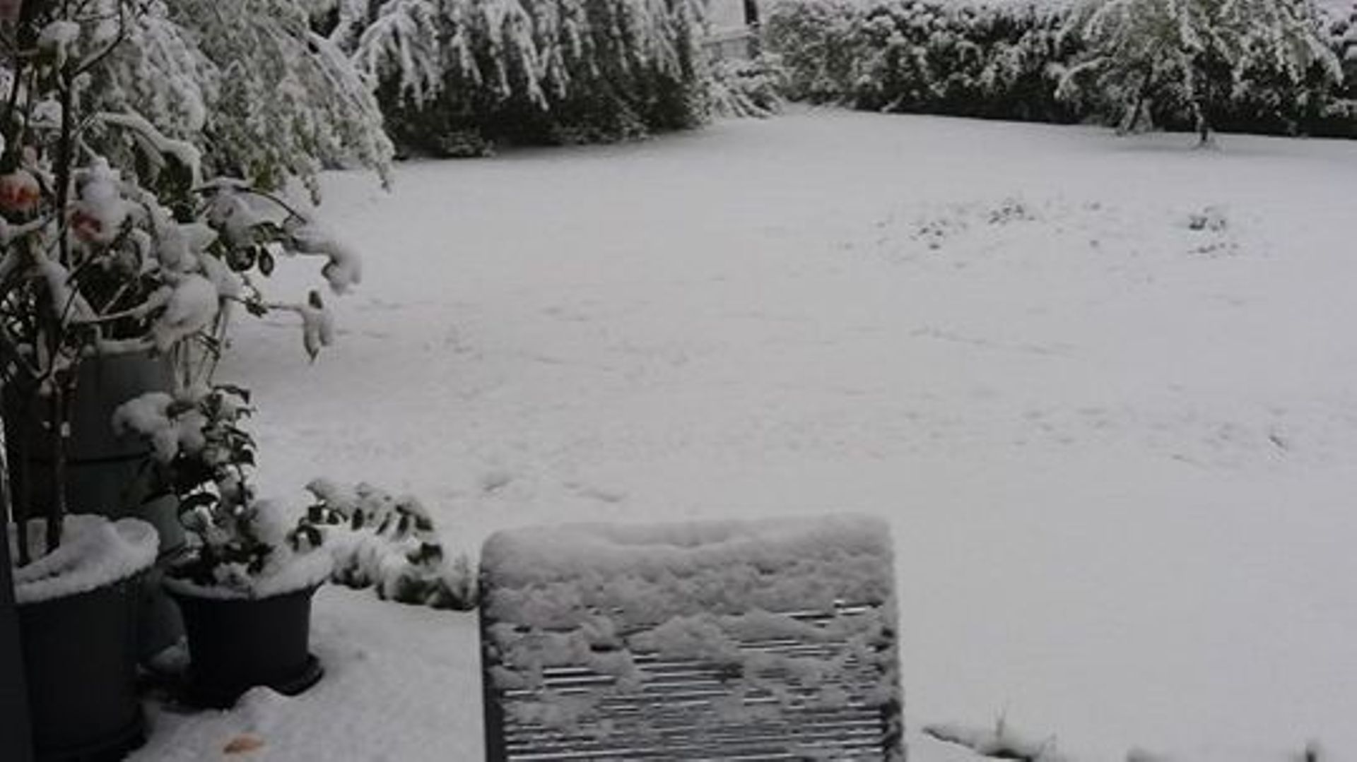 Dans ce jardin verviétois, ce siège de jardin ne servira pas à prendre le soleil ce week-end