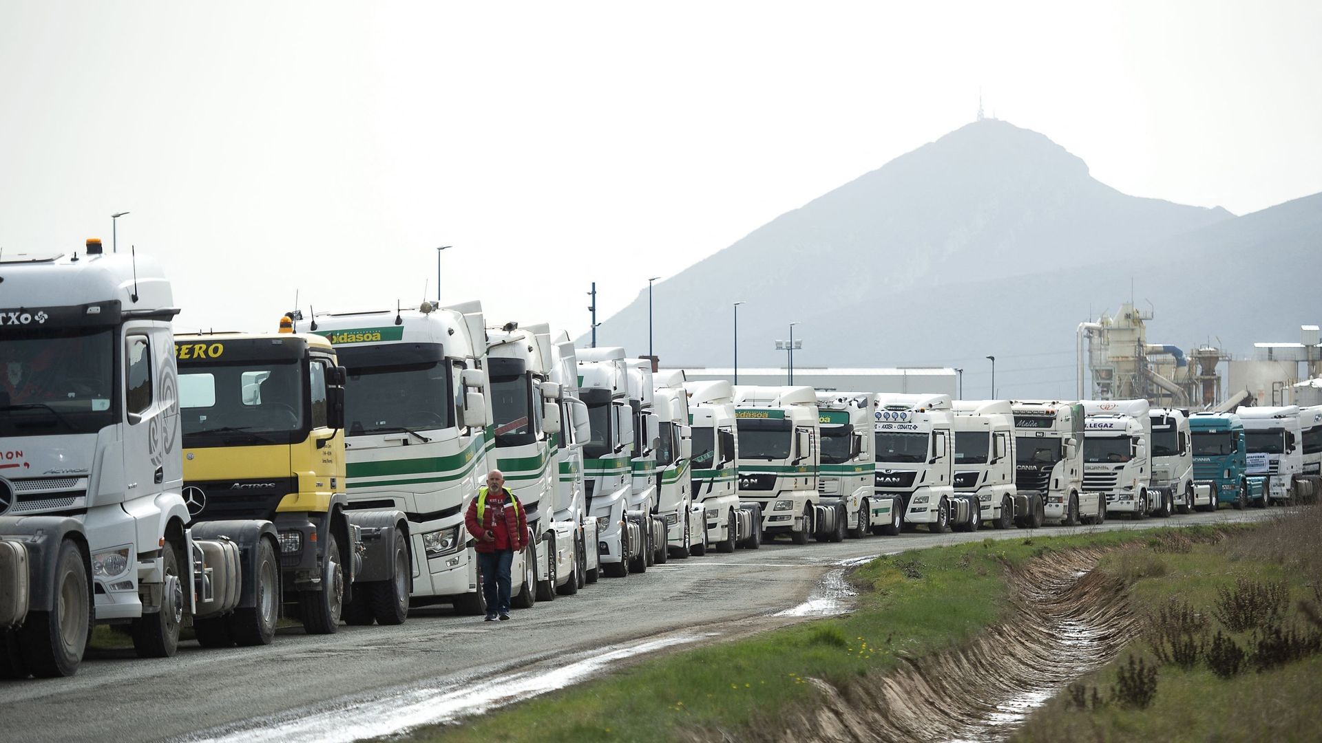 Manifestation de transporteurs à Pampelune le 15 mars 2022 au plus fort du mouvement de grève des transporteurs