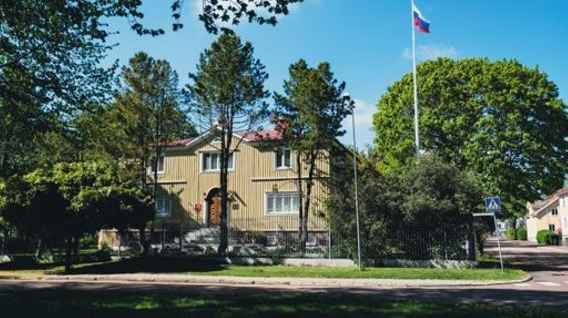 The Russian Embassy is pictured in Mariehamn, Aland, Finland on June 1, 2022. Sprayed between Sweden and Finland like pebbles thrown from a shaker, Finland’s autonomous Aland Islands are a picturesque archipelago once part of Russia and whose demilitaris