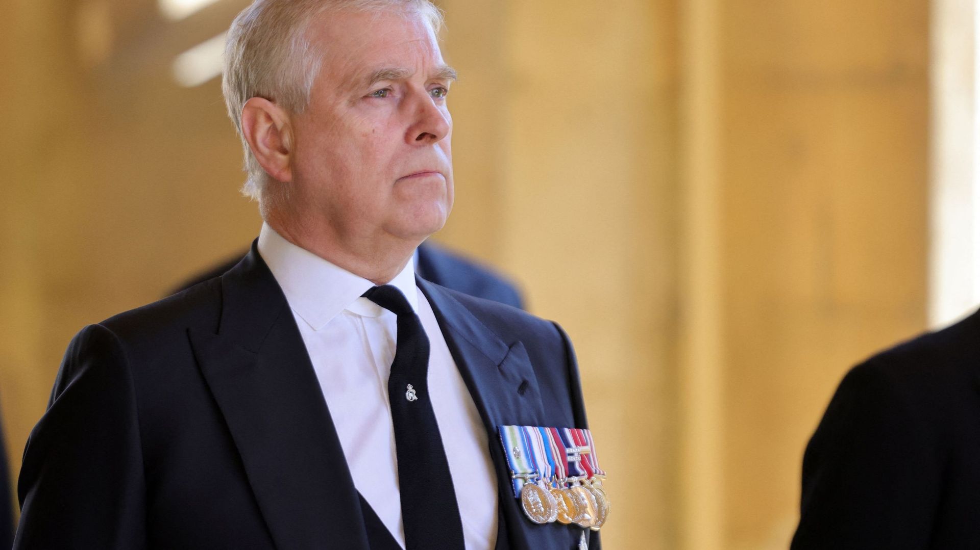 LE Prince Andrew, duc de York, lors de la cérémonie funéraire dédié au prince Philip, le 17 avril 2021.