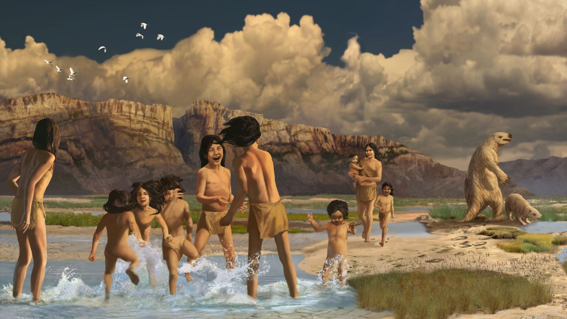 Des enfants préhistoriques jouaient dans les bassins d’eaux fréquentés par les paresseux géants