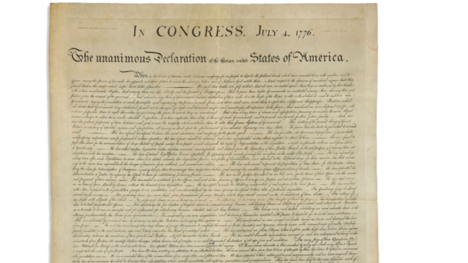 Un exemplaire de la Déclaration d’indépendance du pays sera proposé à la vente au printemps chez Christie’s. Ce manuscrit historique pourrait atteindre jusqu’à 1,5 million de dollars, selon les estimations de la maison d’enchères.