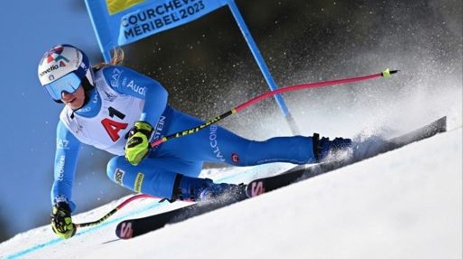 Italy's Marta Bassino competes during the Women's Super-G event of the FIS Alpine Ski World Championship 2023 in Meribel, French Alps, on February 8, 2023.  Fabrice COFFRINI / AFP