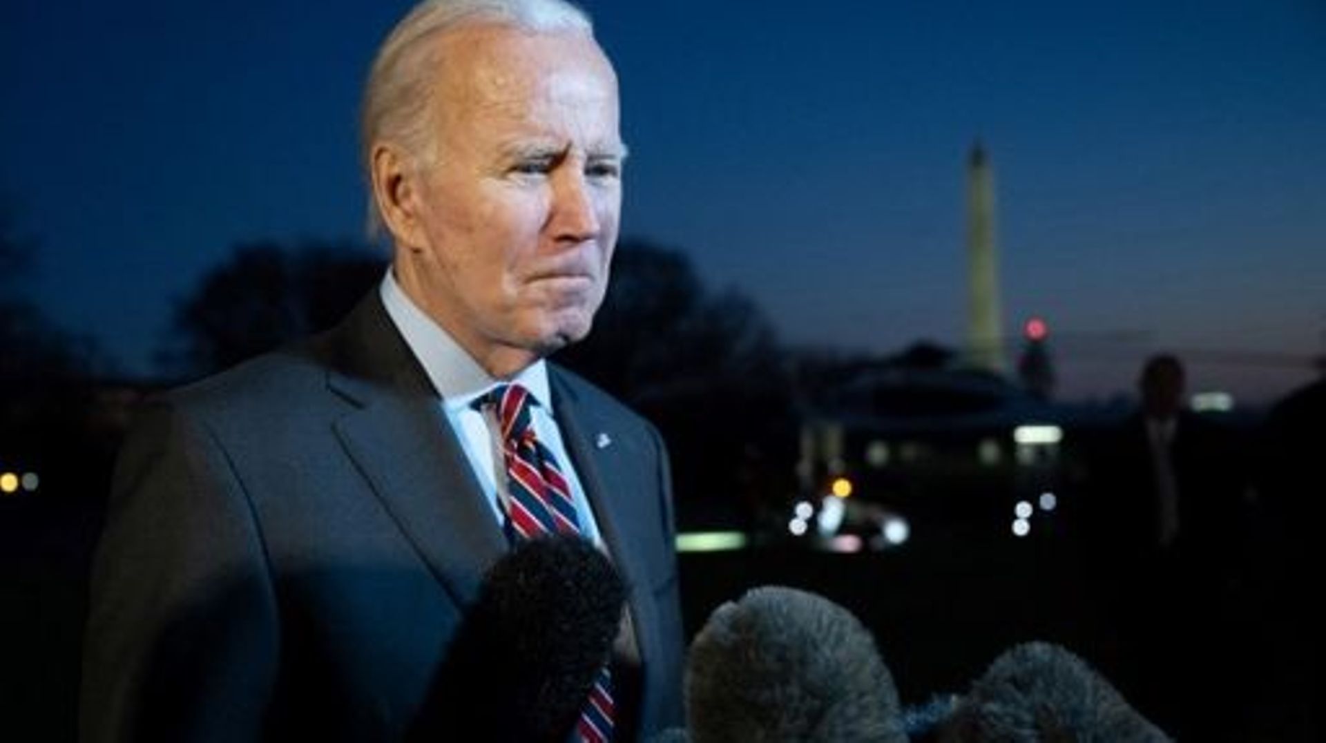 US President Joe Biden speaks to the media about Tyre Nichols as he walks to Marine One prior to departure from the South Lawn of the White House in Washington, DC, January 27, 2023, as he heads to Camp David for the weekend. Police officers,were charged 