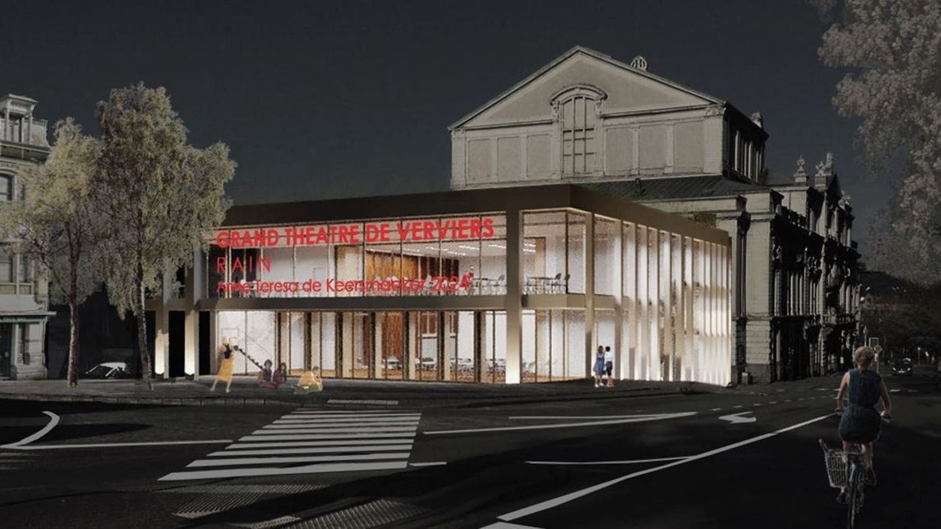 L’extension du Grand Théâtre de Verviers sous un autre axe, tel que le projet d’études le prévoit.