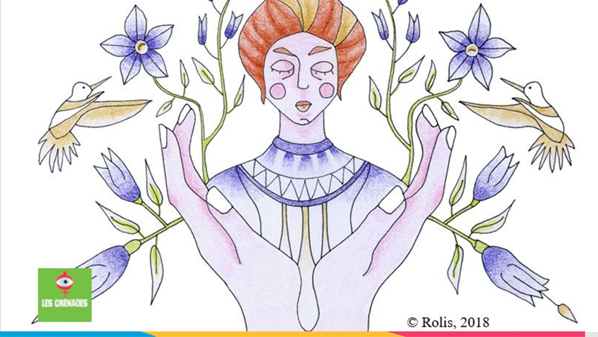 Illustration représentant Helen Keller, une autrice, conférencière et militante politique sourdaveugle américaine, cette illustration a initialement été publiée dans le magazine Axelle.
