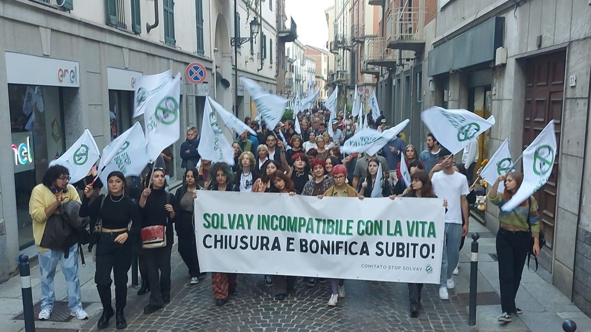Manifestation du Comitato Stop Solvay dans la ville d’Alessandria le 15 octobre 2022.