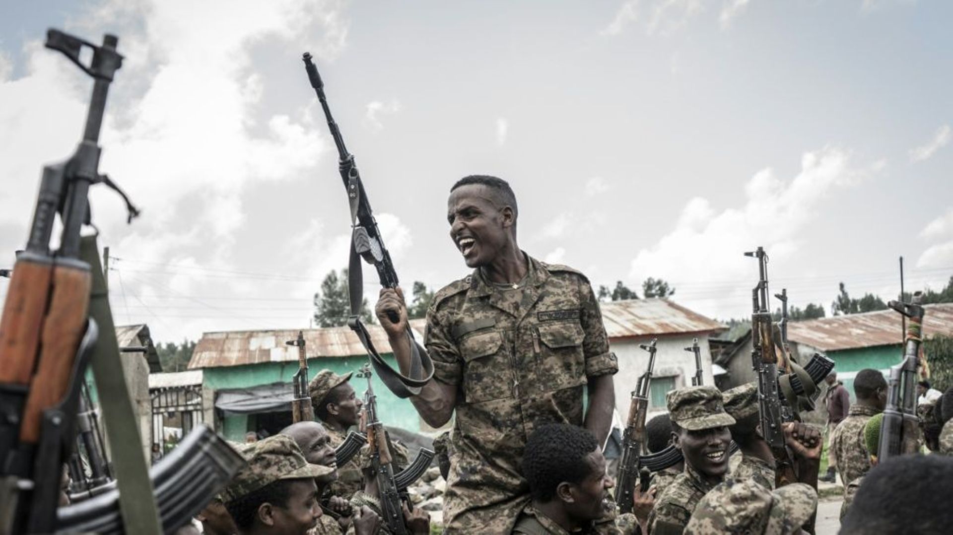 Des soldats éthiopiens en exercice à Dabat, au nord de Gondar, le 14 septembre 2021