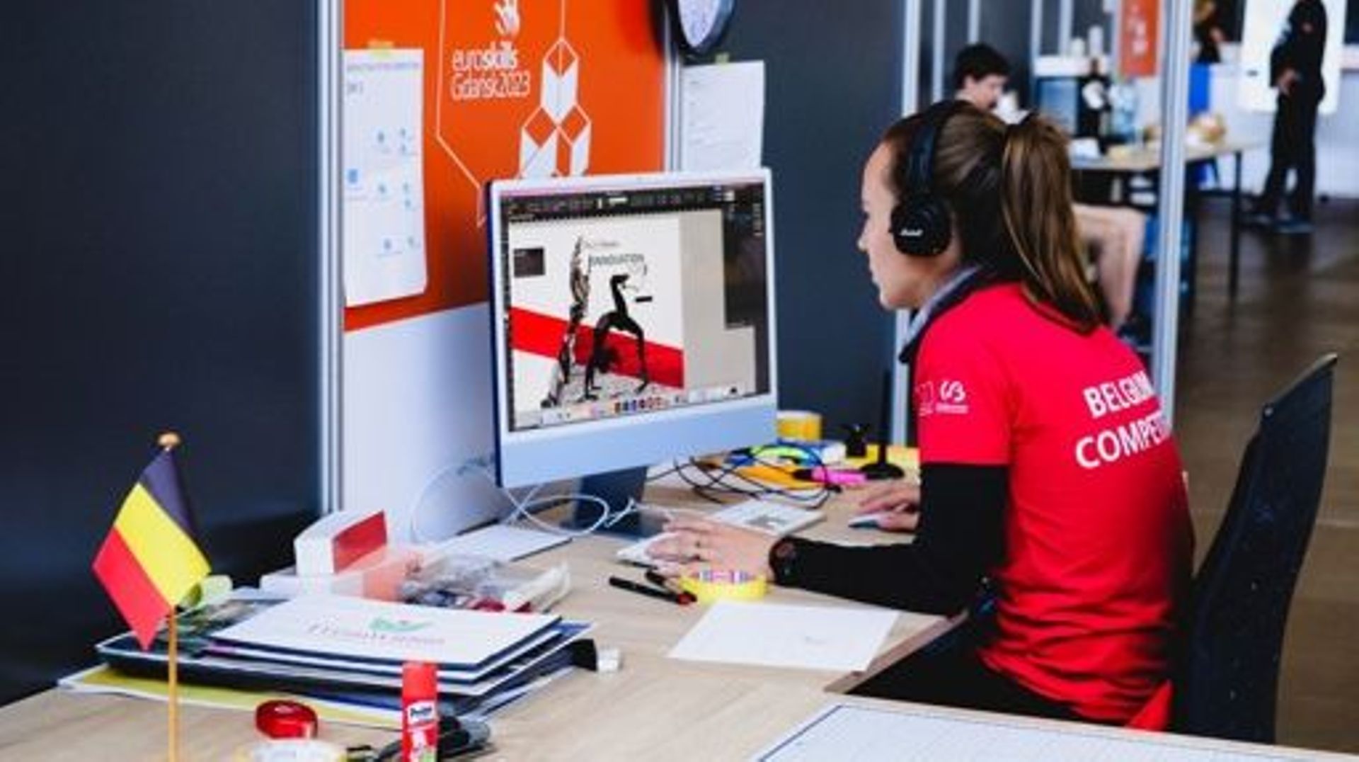 Charlotte Baeghe, graphic design technology, pictured during the Euroskills 2023 competition in Gdansk, Poland, Friday 08 September 2023. EuroSkills is a vocational skills competition which is staged as a European championship every two years. Around 400