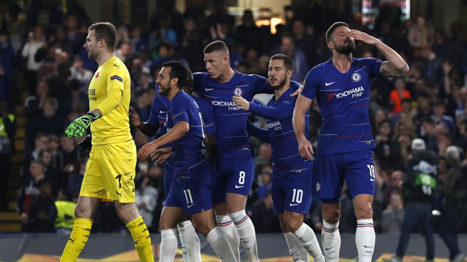 Chelsea, avec Hazard 65 minutes, qualifié pour les 1/2 de l'Europa League