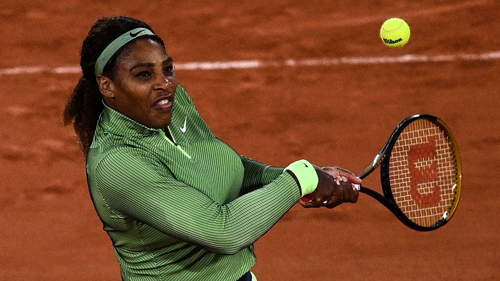 Serena Williams lors de son premier tour à Roland-Garros.