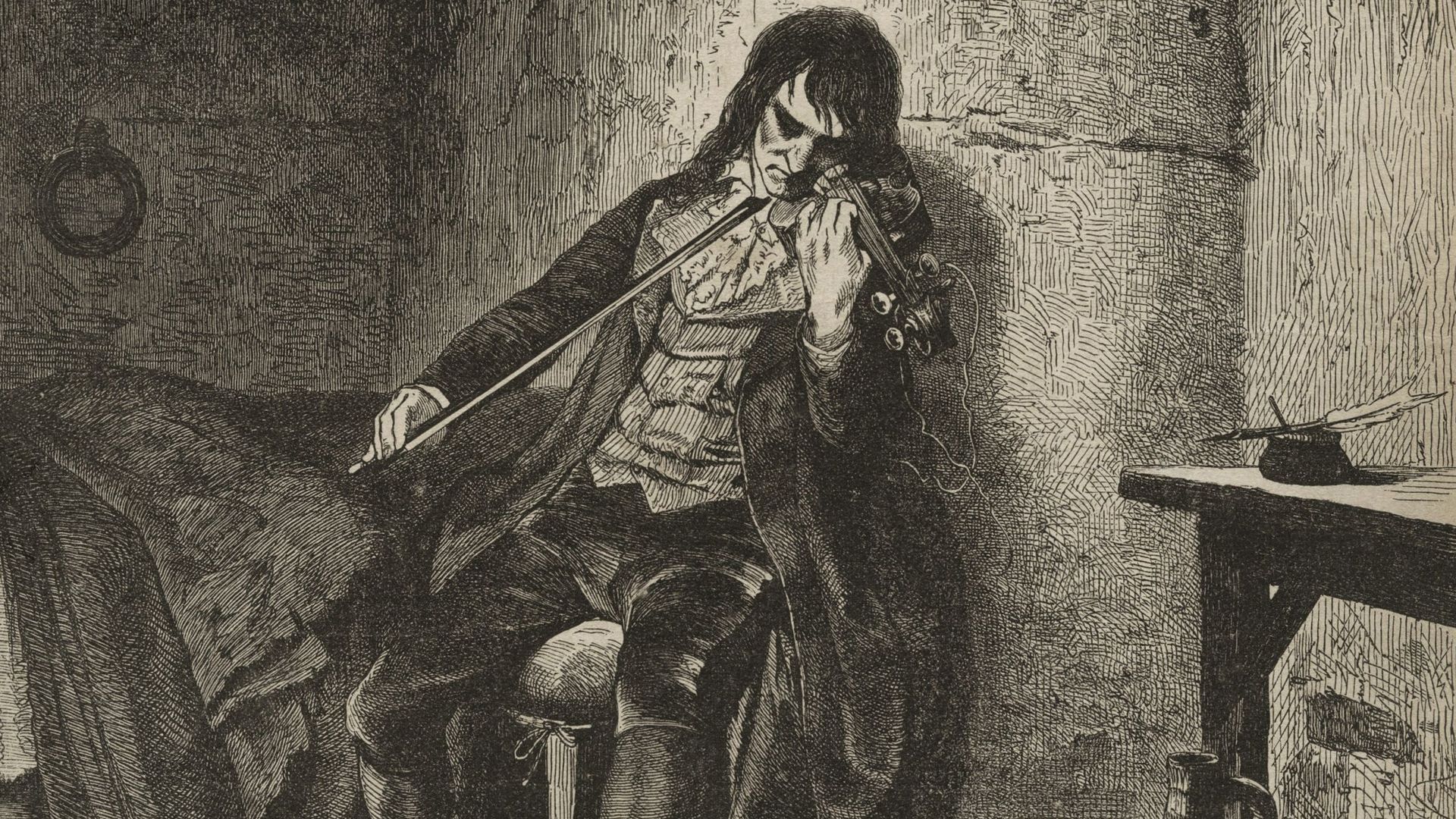 Nicolo Paganini, jouant du violon en prison