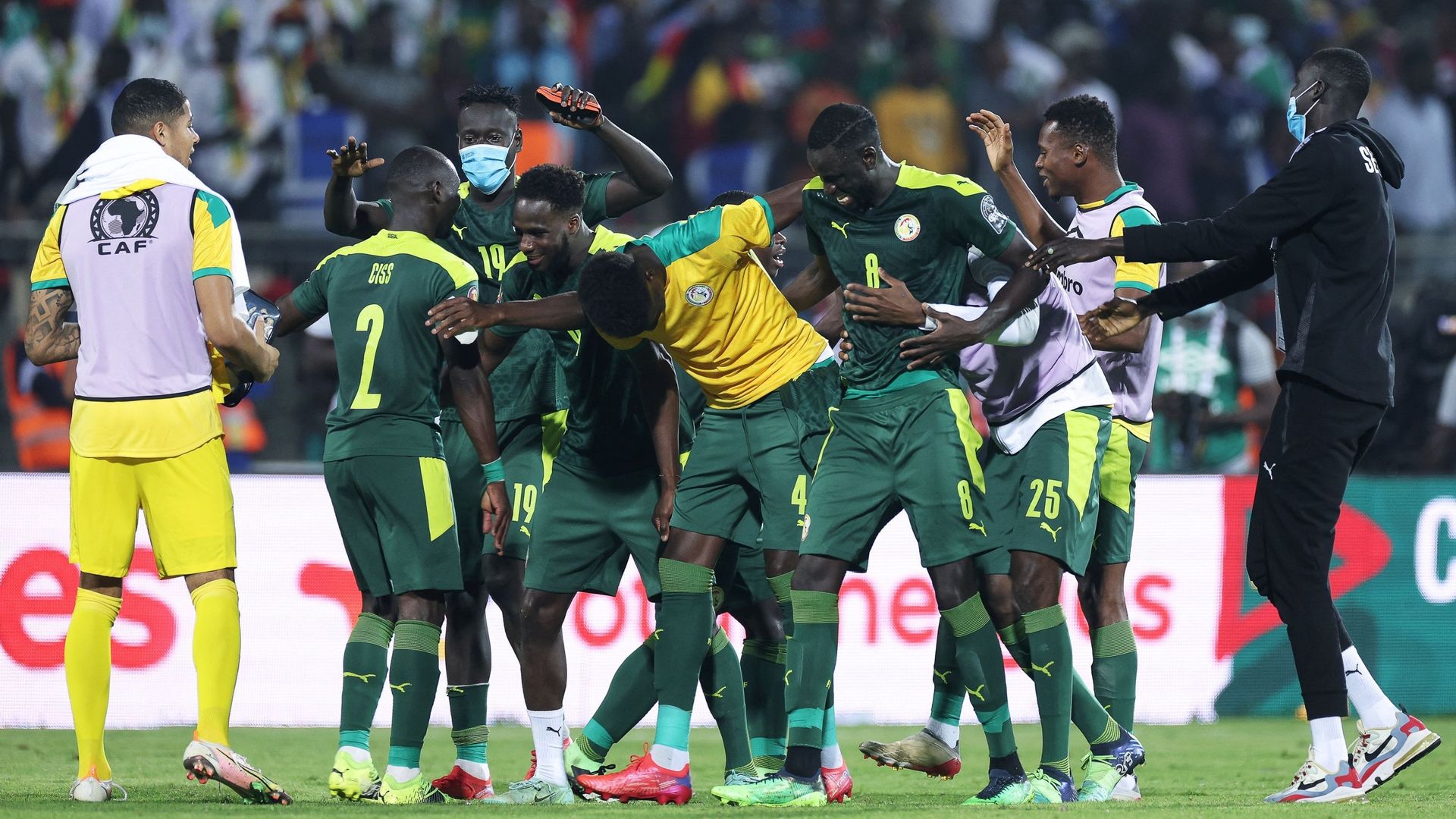 Les Sénégalais célèbret leur victoire contre la Guinée Equatoriale