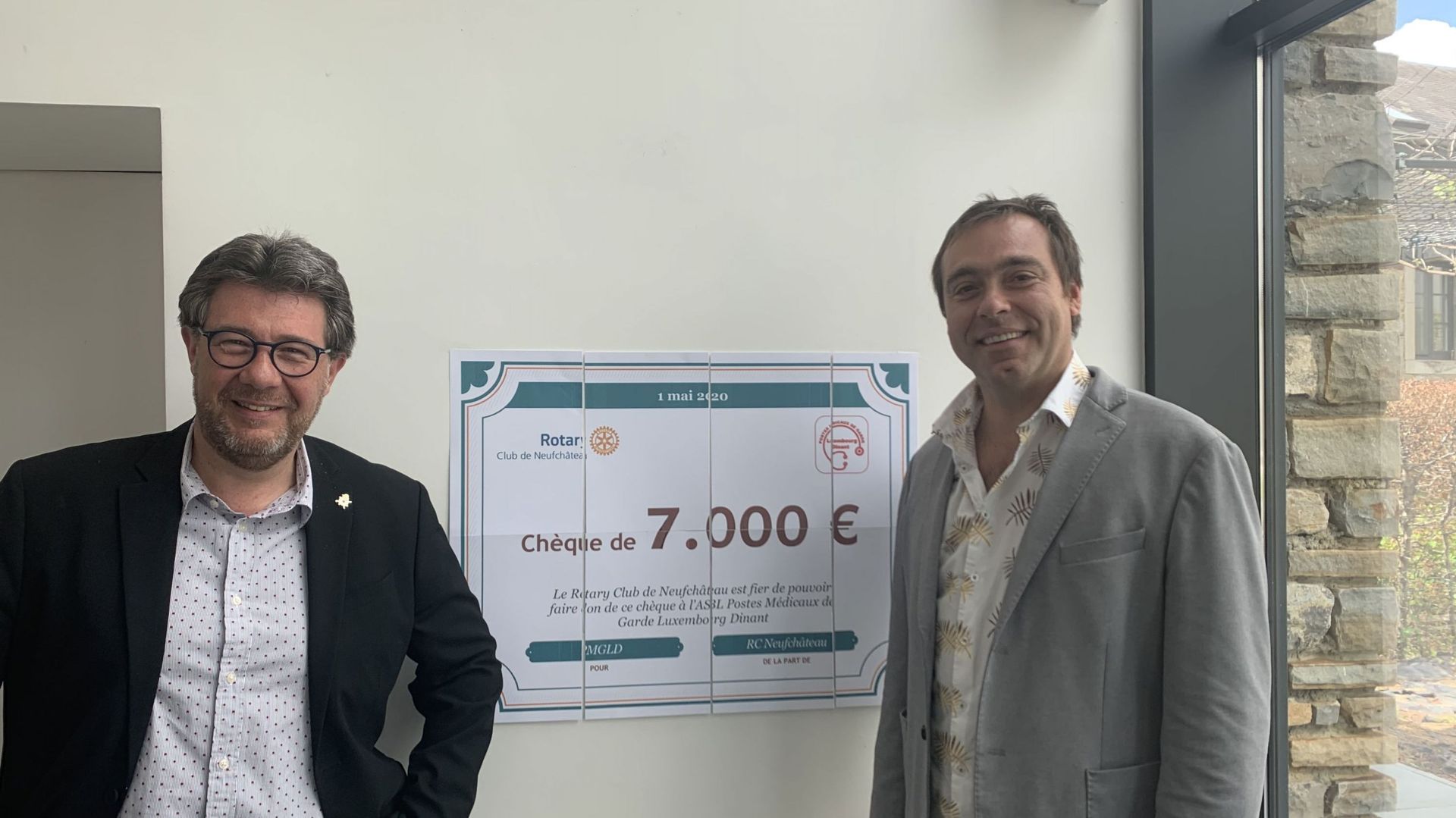 Neufchâteau : le Rotary remet un chèque de 7 000 € à l'asbl "Postes Médicaux de Garde Luxembourg Dinant" !