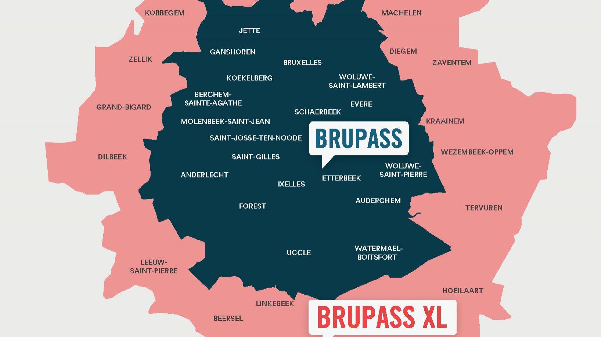 La carte du réseau Brupass.