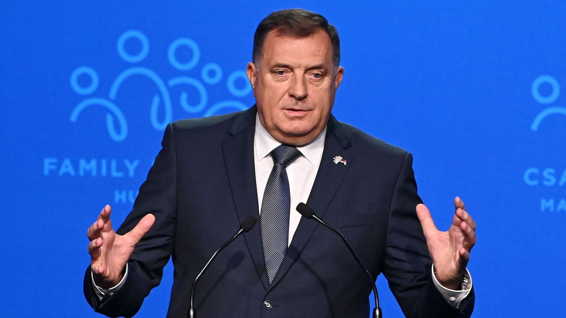 Milorad Dodik, à Budapest, le 23 septembre 2021, lors du quatrième sommet démographique.