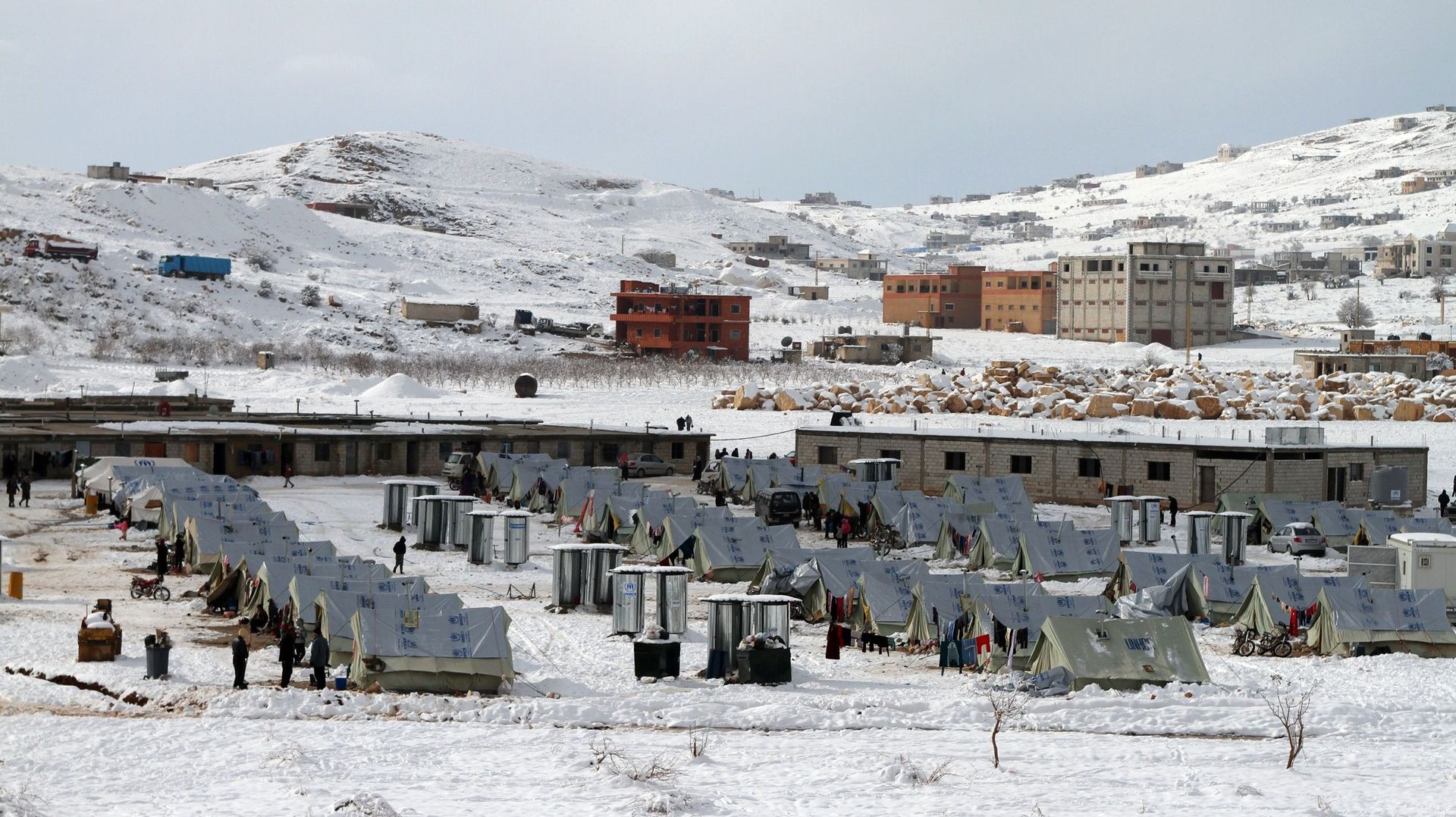 Neige sur le camp de réfugiés d'Arsal, dans la Bekaa libanaise