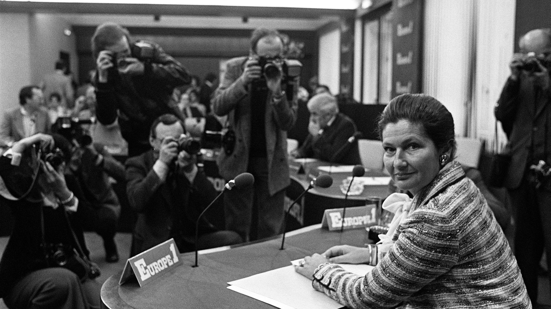 Simone Veil en conférence de presse, Paris, le 22 avril 1979.