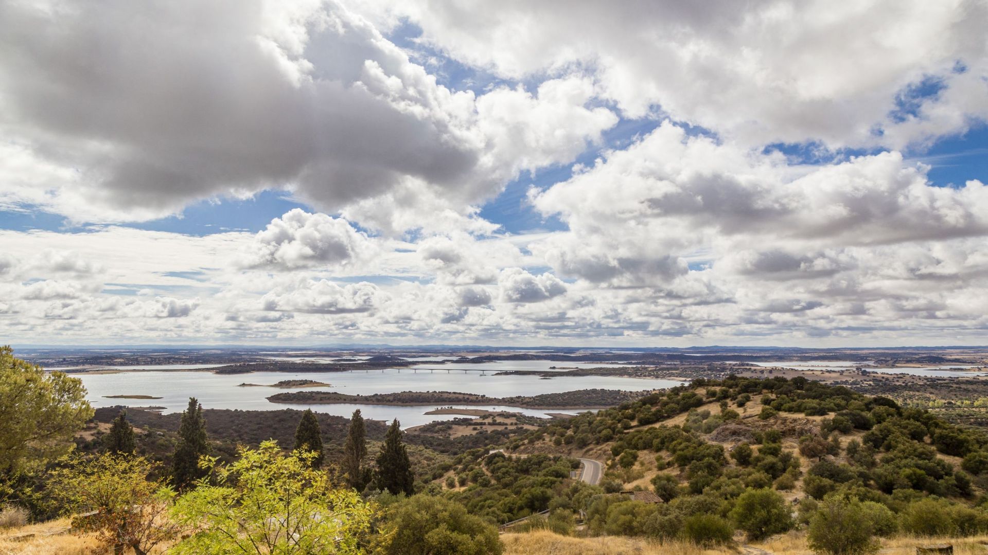 reservoir and landscape near Monsaraz, Alentejo, Portugal