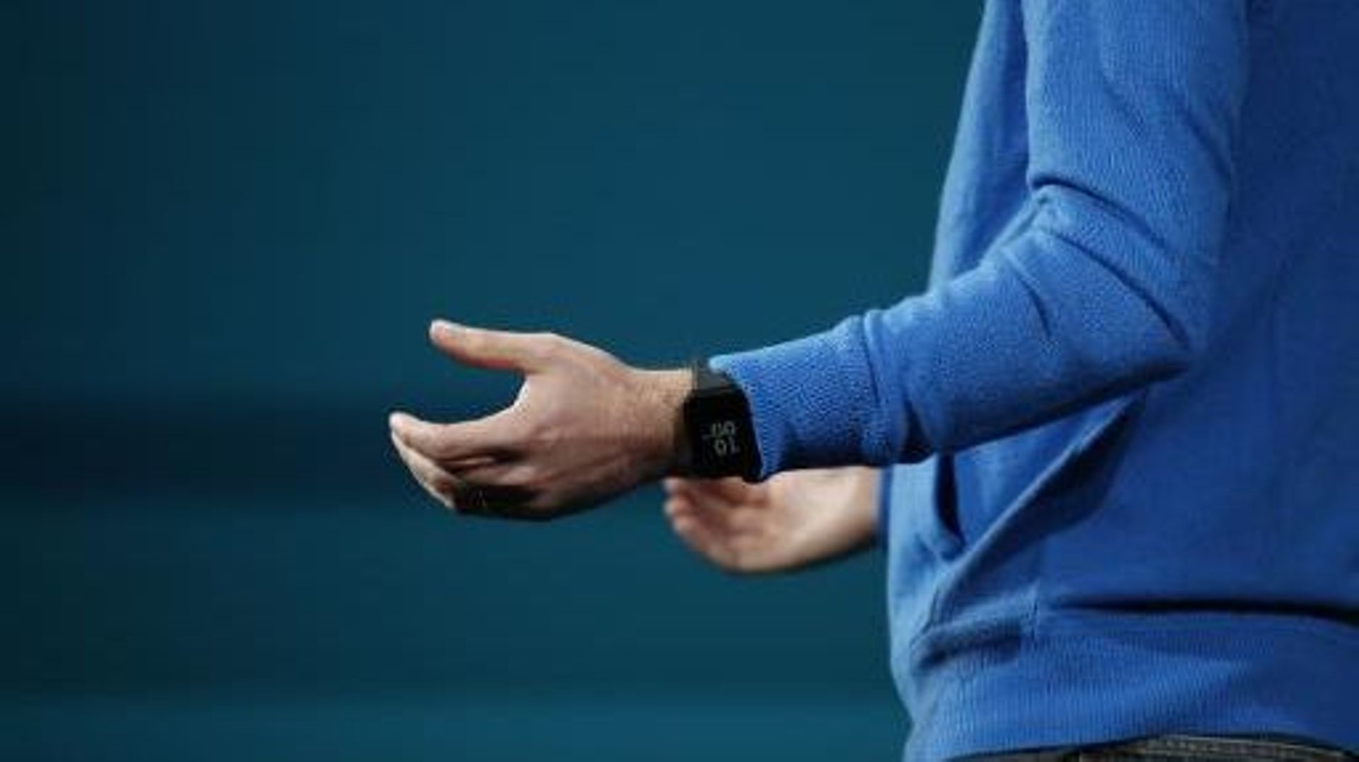 Une montre Android Wear de Google portée lors de la conférence Google I/O, à San Francisco, le 25 juin 2014