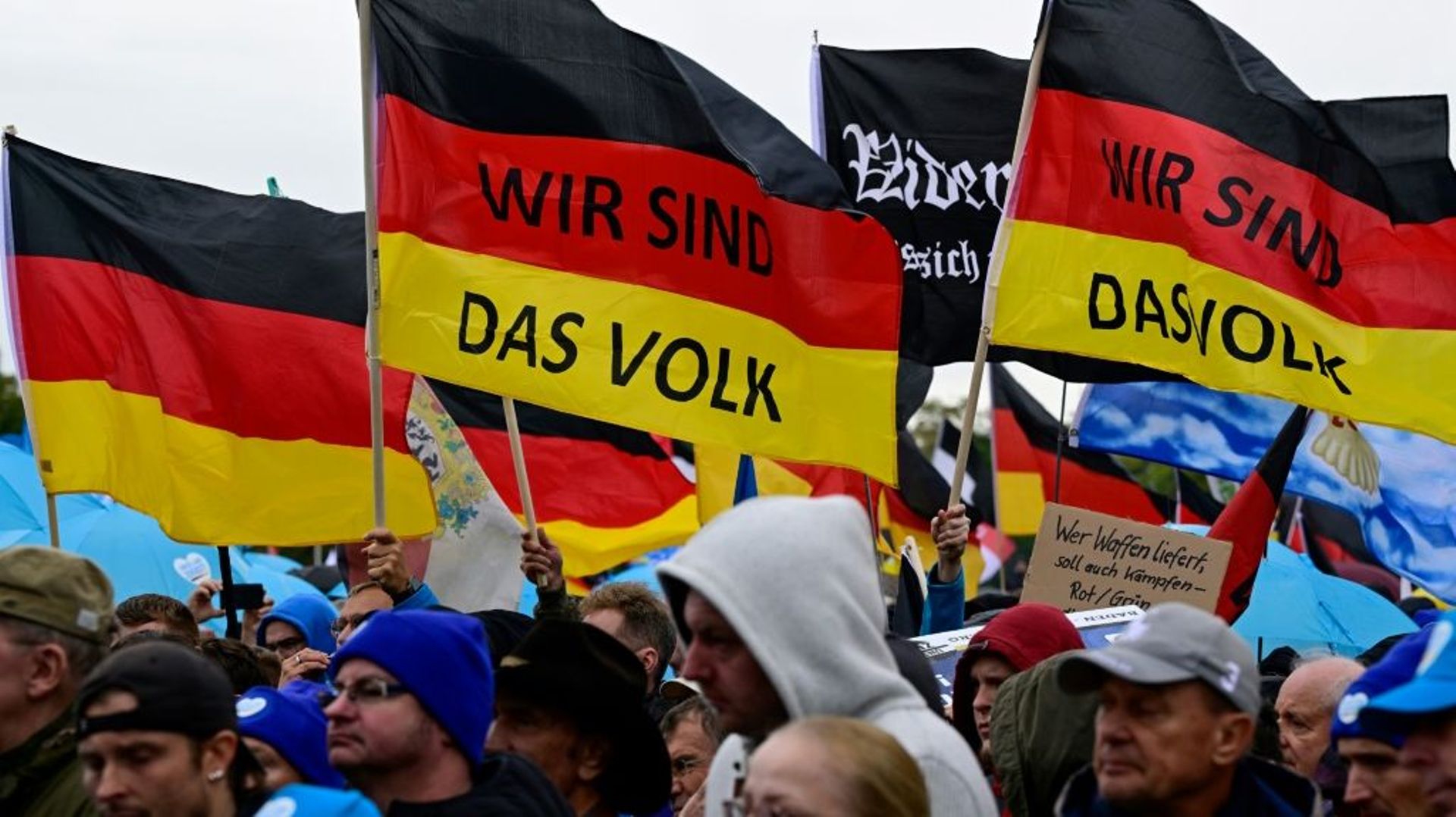Manifestation à l’appel du parti d’extrême droite AfD contre la politique énergétique du gouvernement et l’inflation, le 8 octobre 2022 à Berlin