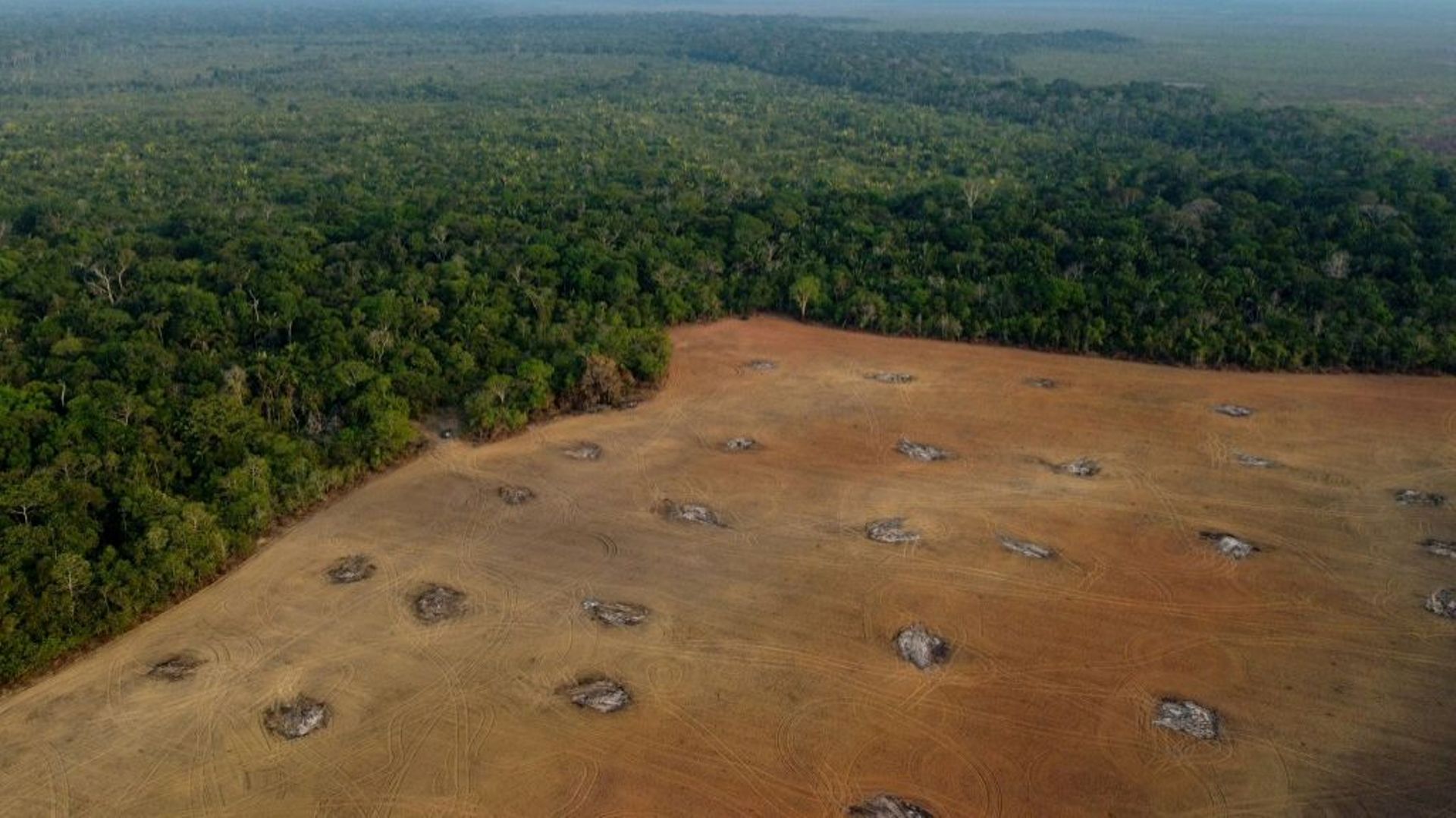Vue aérienne d’une zone déboisée de la forêt amazonienne aux alentours de la ville de Humaita, dans l’Etat d’Amazonas, au Brésil, le 15 septembre 2022