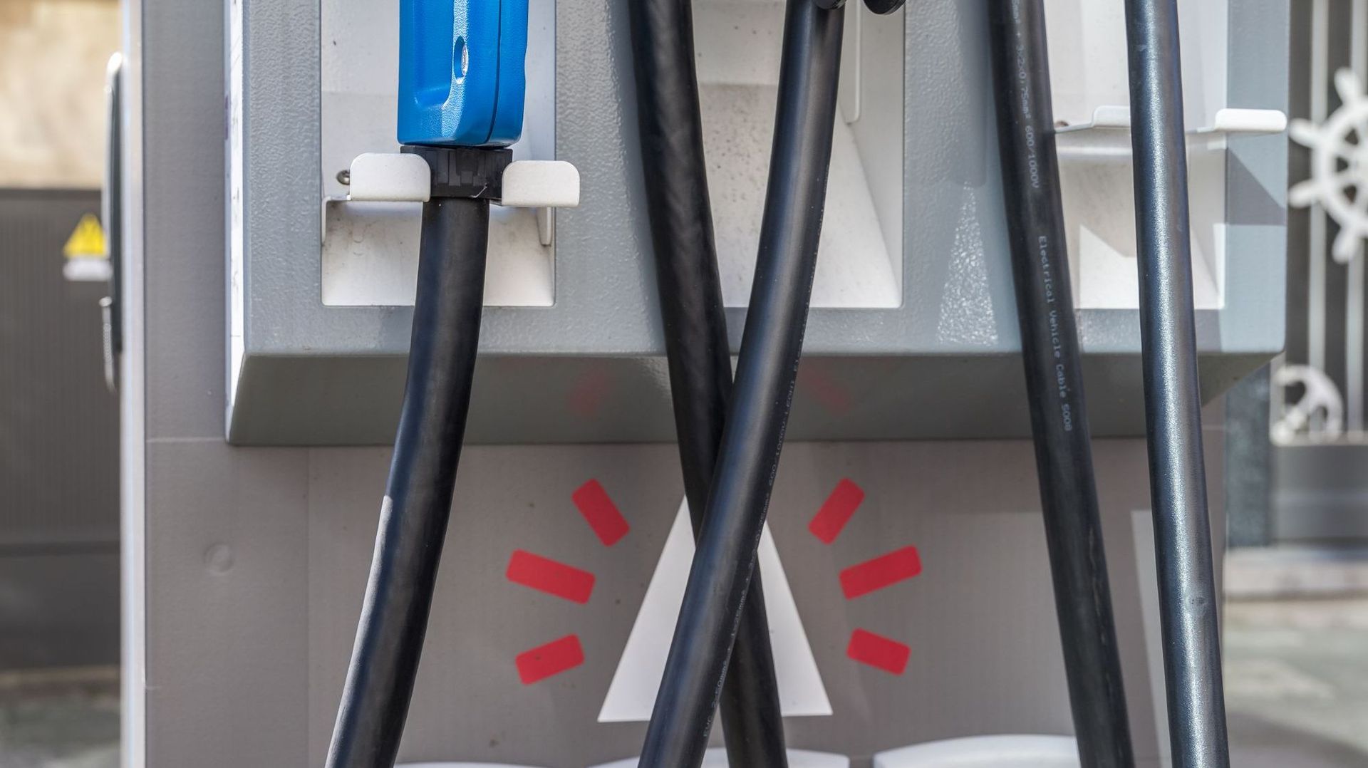 Close-up of a refueling electric station
