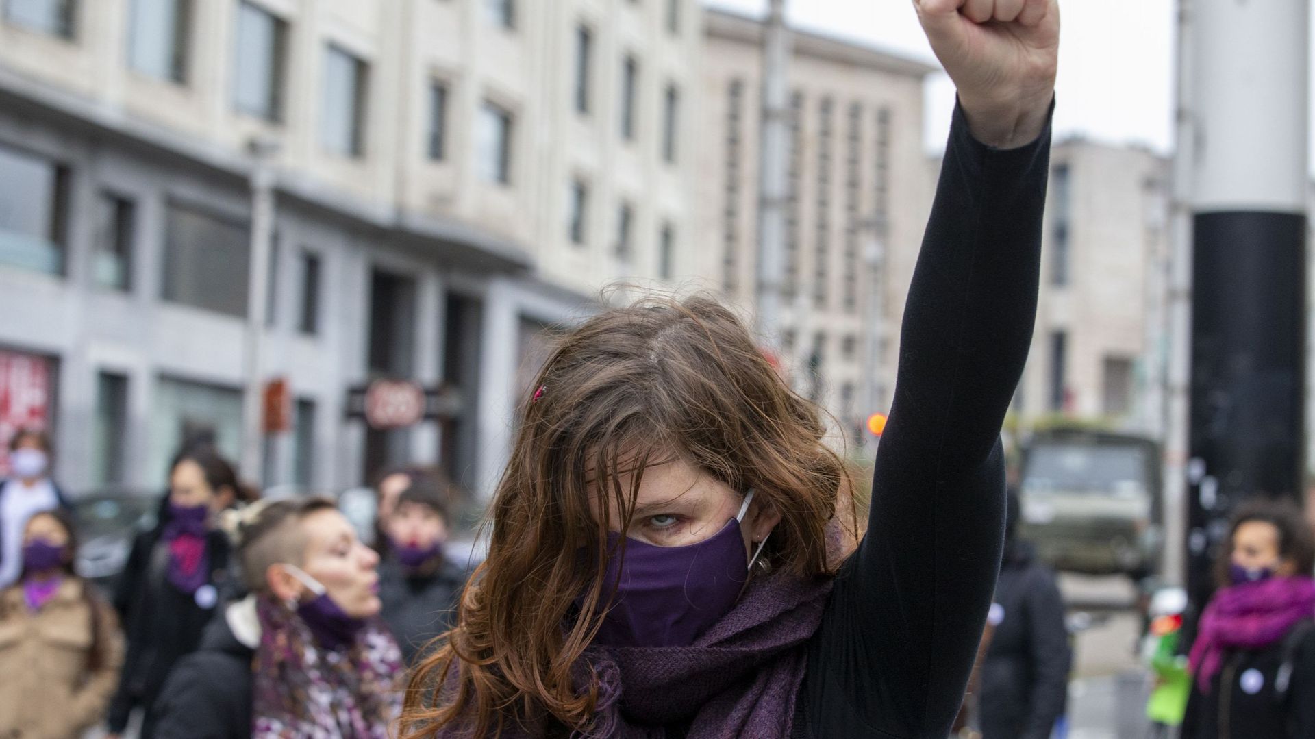 Action contre les violences faites aux femmes, à Bruxelles, le 22 novembre. 