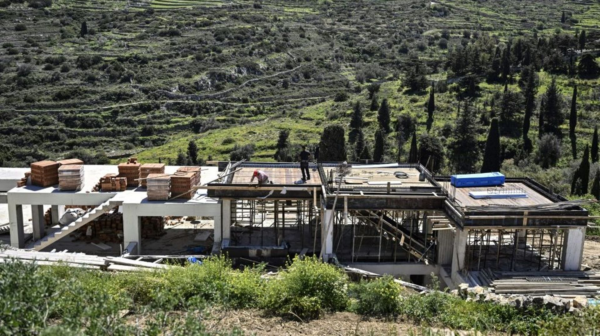 Constructions en cours dans le village de Lefkes, sur l’île de Paros.
