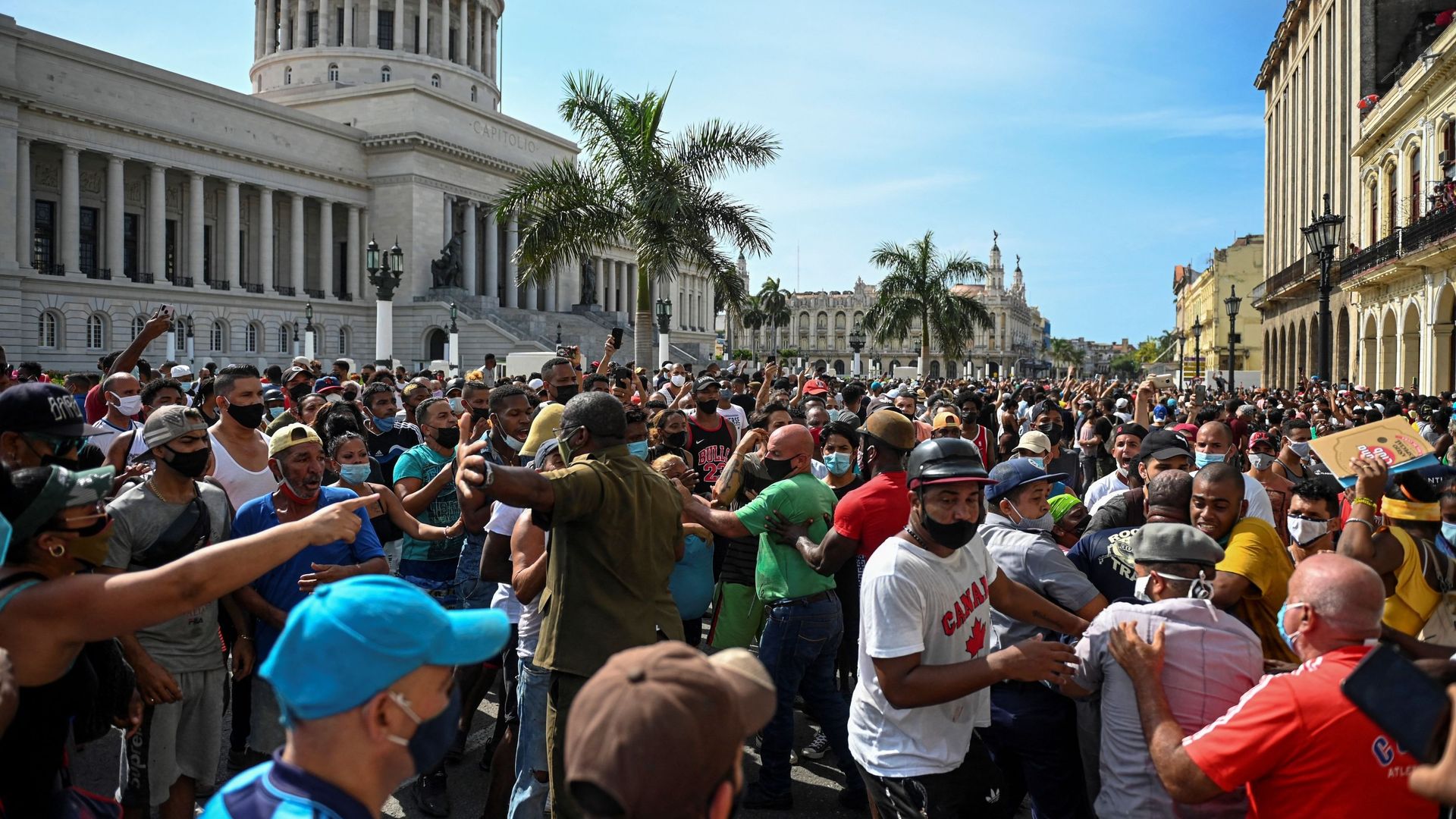 Manifestation contre le gouvernement cubain du président Miguel Diaz-Canel à La Havane le 11 juillet 2021