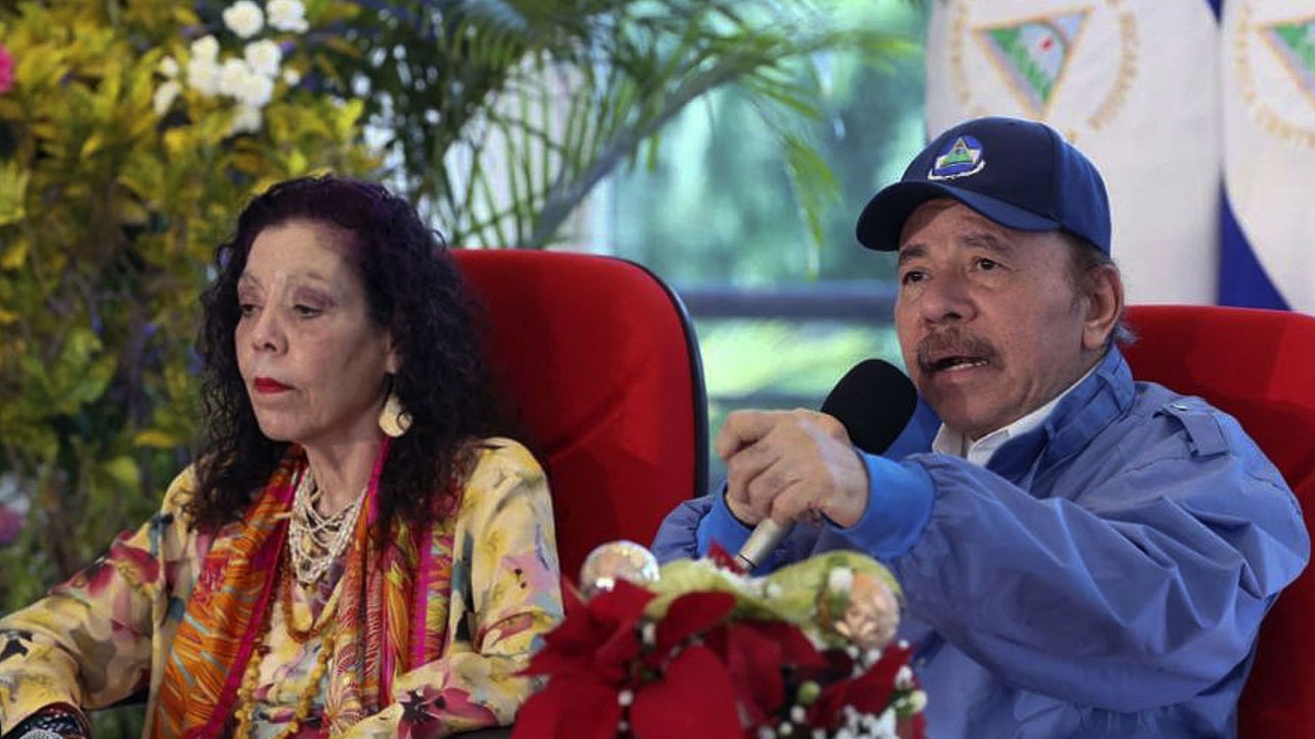 Daniel Ortega et son épouse et vice-présidente, Rosario Murillo