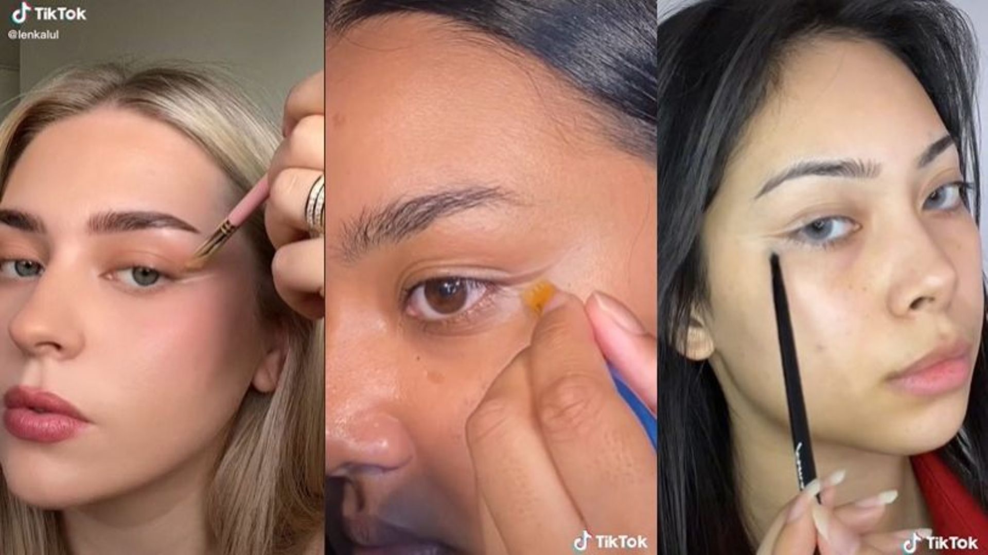 Les utilisatrices de TikTok @lenkalul, @maytahmi et @lenkalul ont toutes succombé à la tendance de l’eyeliner transparent.