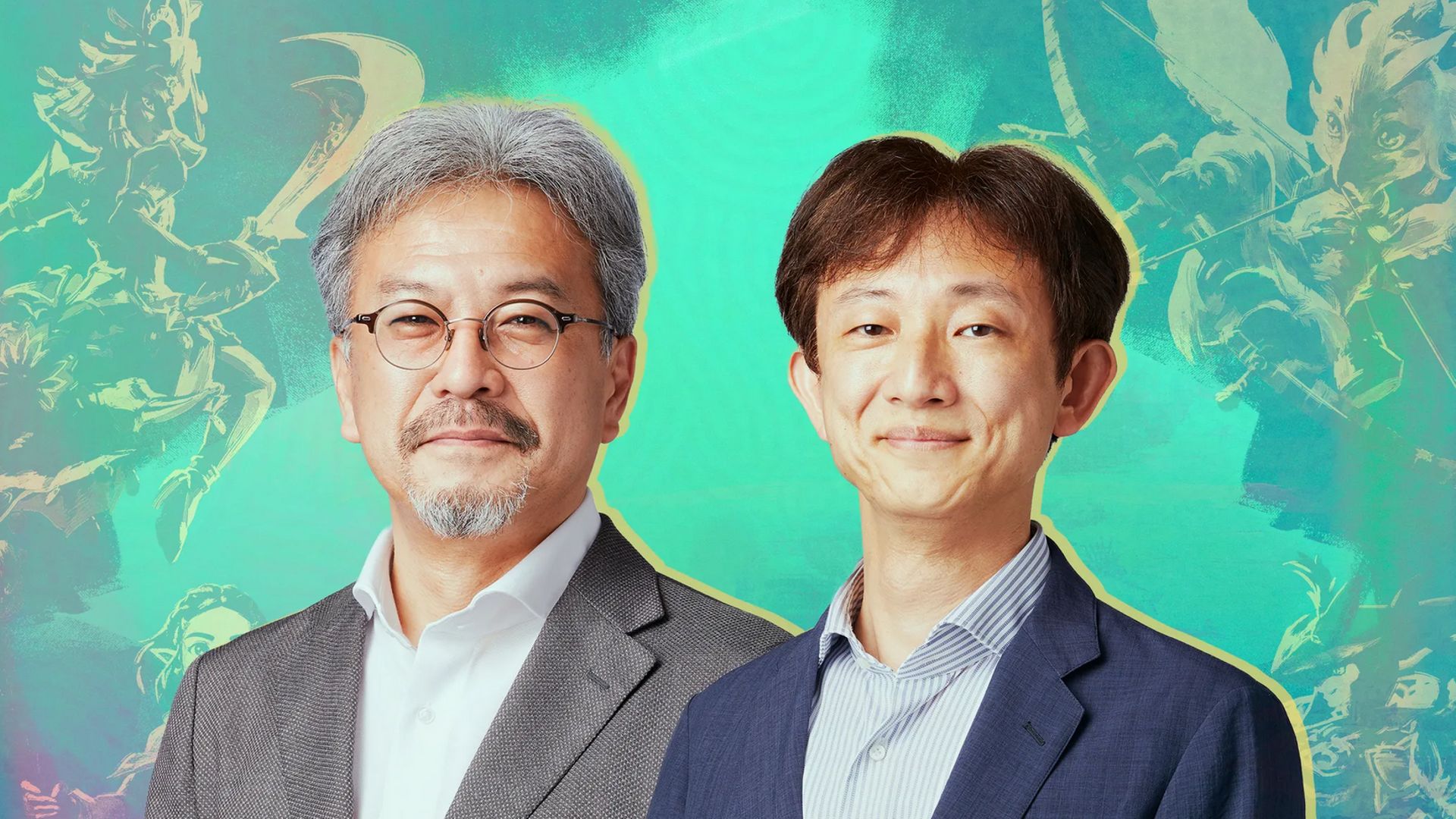 Eiji Aonuma et Hidemaro Fujibayashi, respectivement producteur et directeur de Tears of the Kingdom.