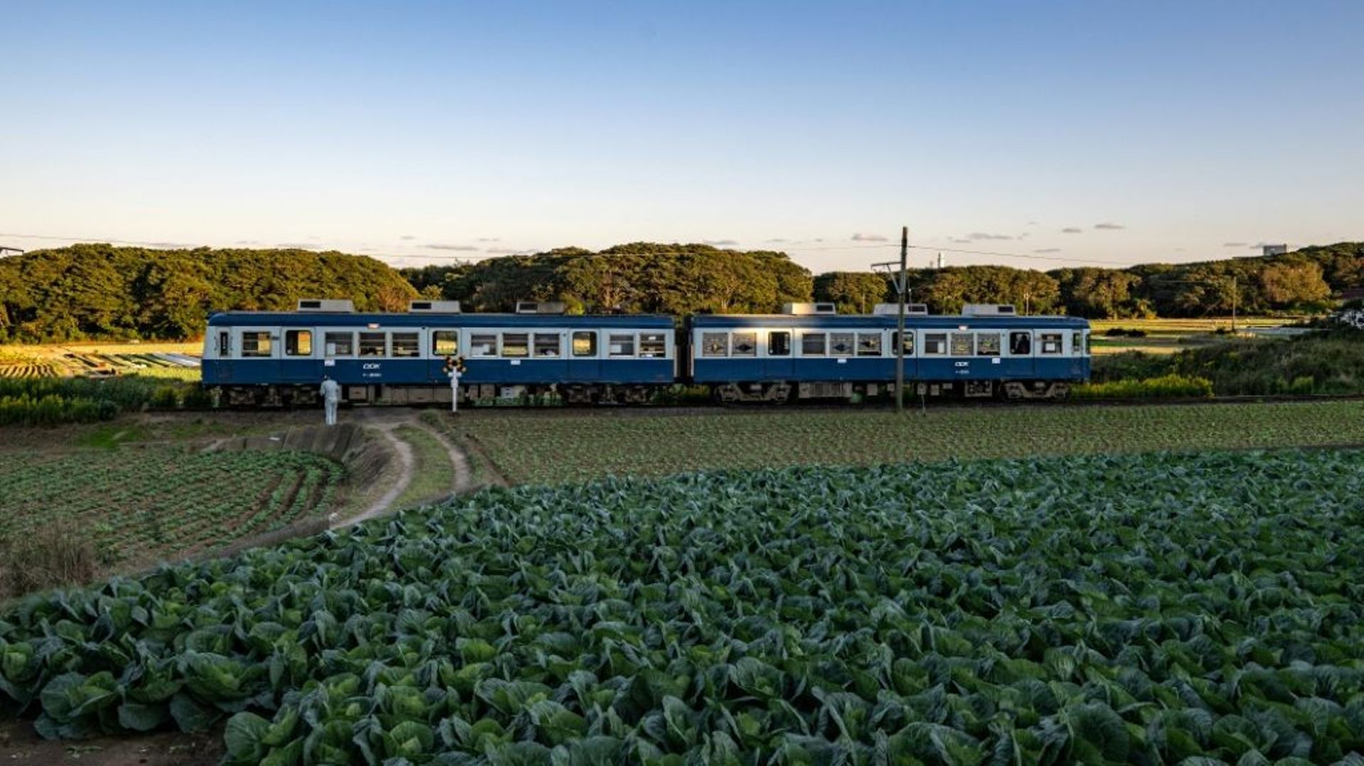 Un train de la compagnie Choshi Electric Railway à Choshi, dans le département de Chiba au nord-est de Tokyo, le 20 octobre 2022