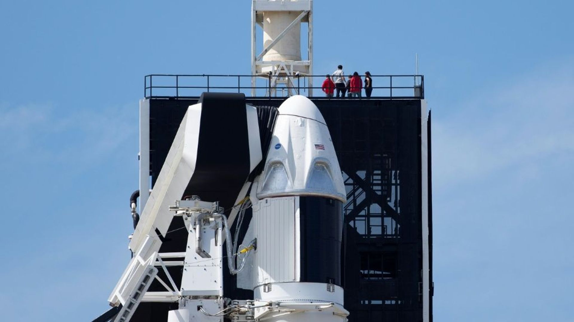 La capsule Crew Dragon le 1er mars 2019 au Centre spatial Kennedy en Floride
