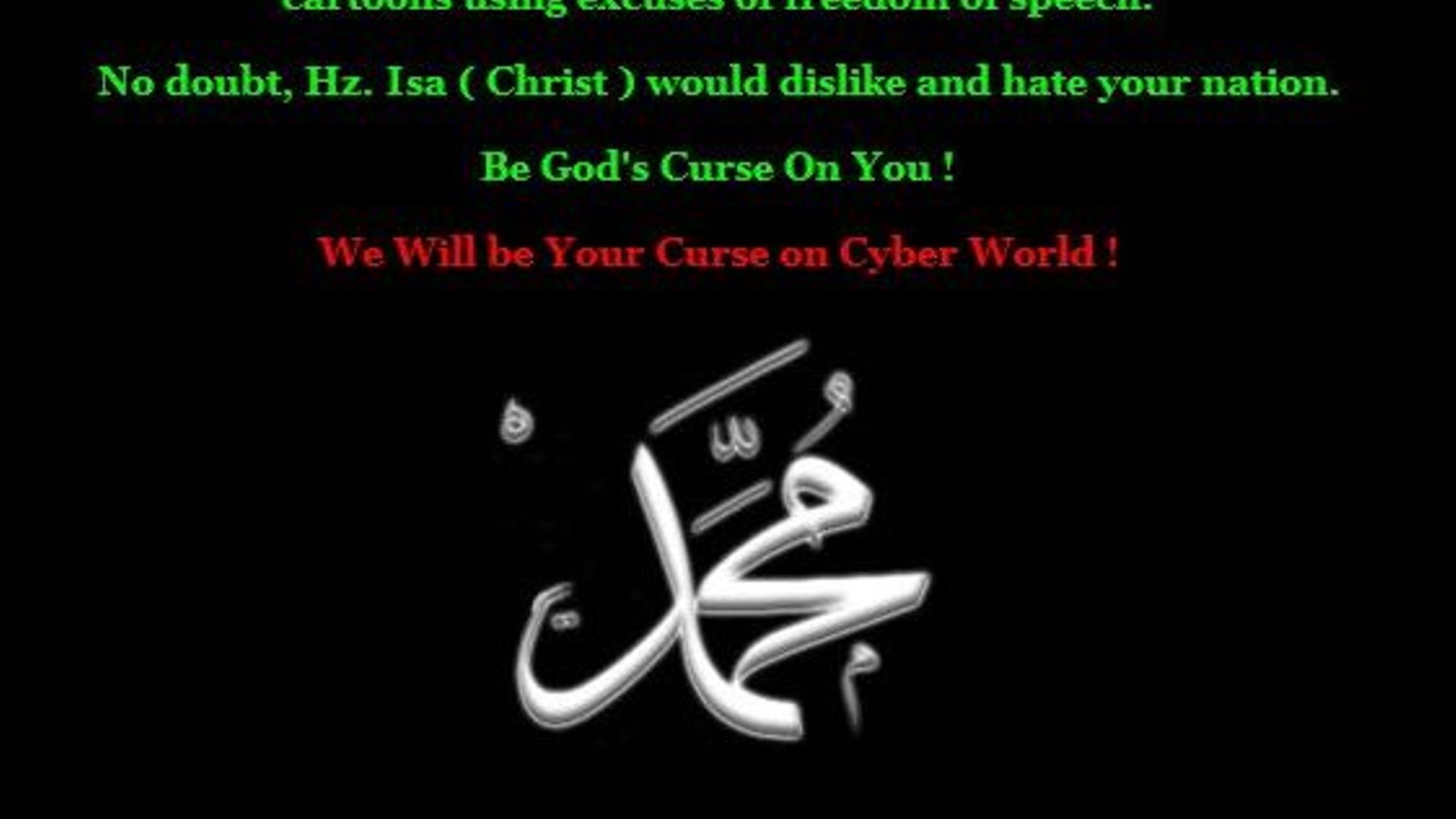 Le message des hackers turcs tel qu'affiché sur le site de Charlie Hebdo