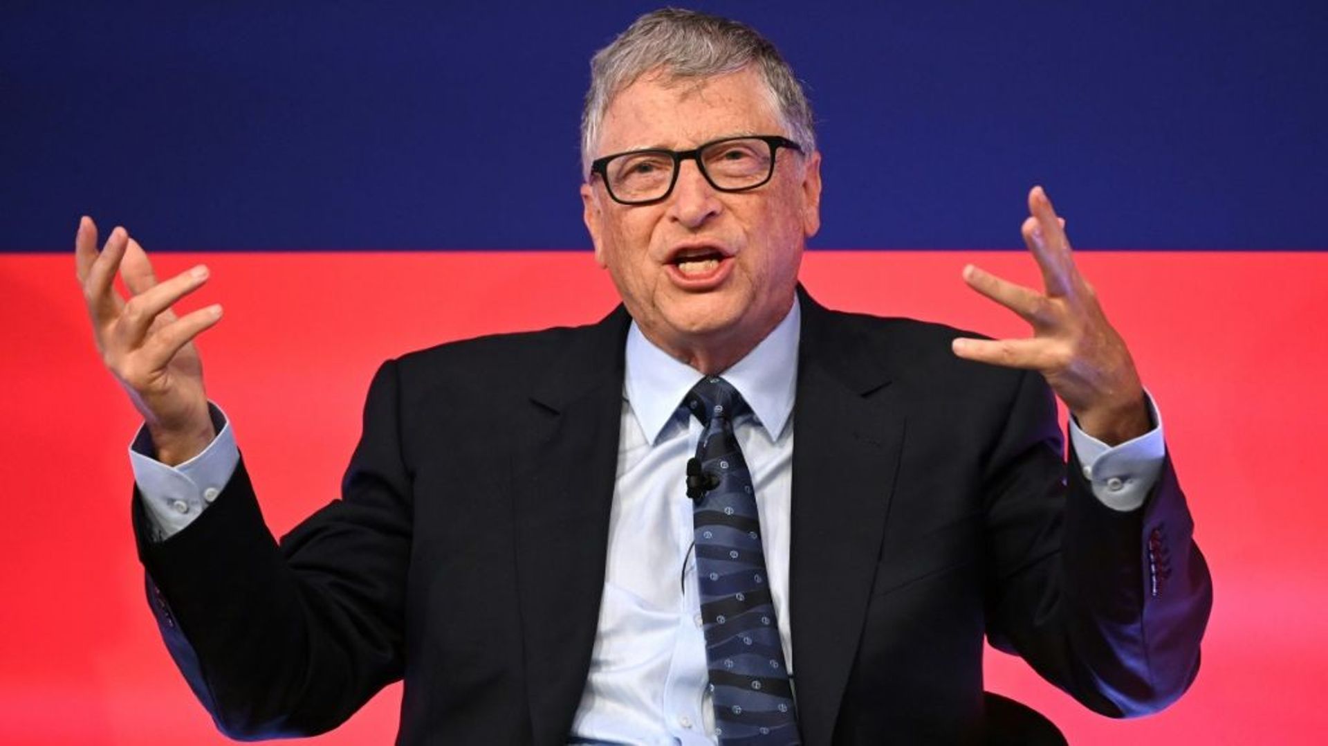 Le cofondateur et ancien patron de Microsoft Bill Gates le 19 octobre 2021 au "Global Investment Summit" organisé au Science Museum de Londres