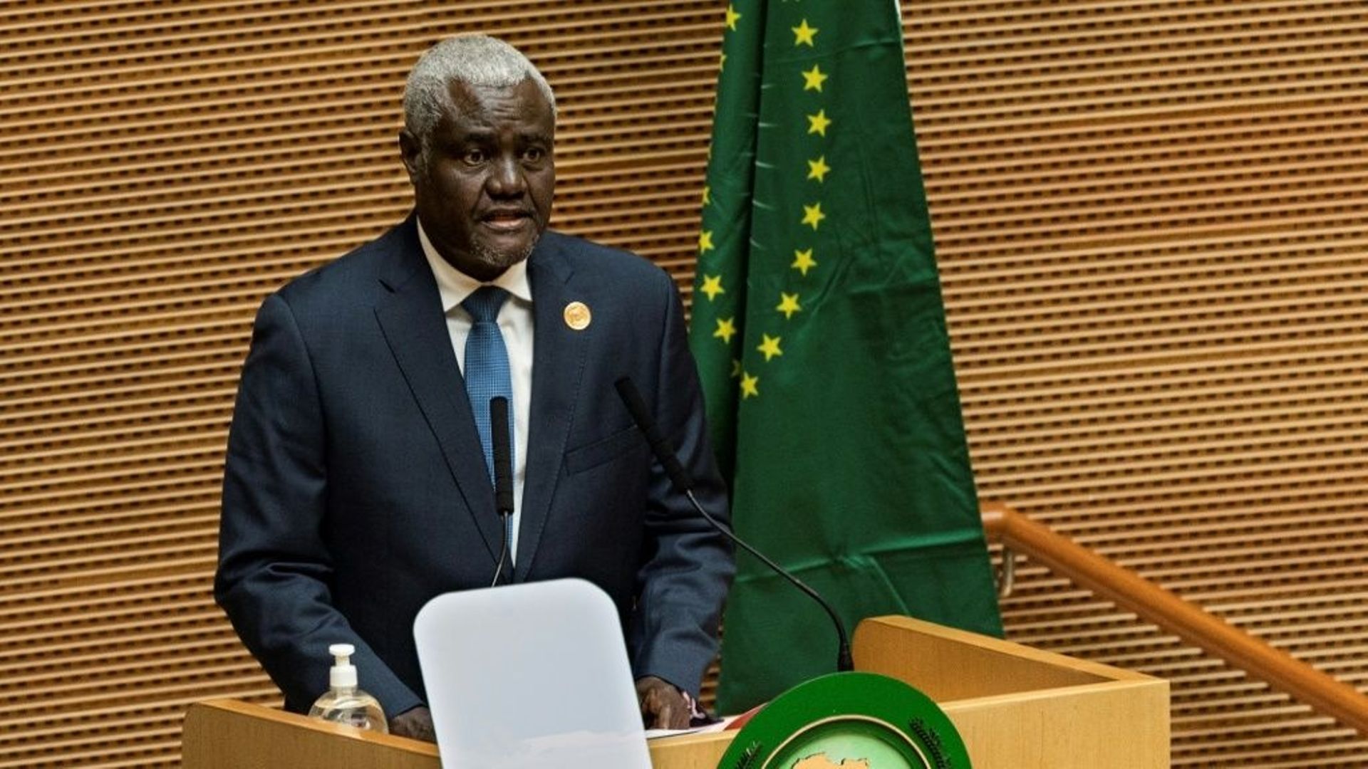 Moussa Faki, président de la Commission de l’Union africaine, le 5 février 2022 à Addis Abeba, en Ethiopie