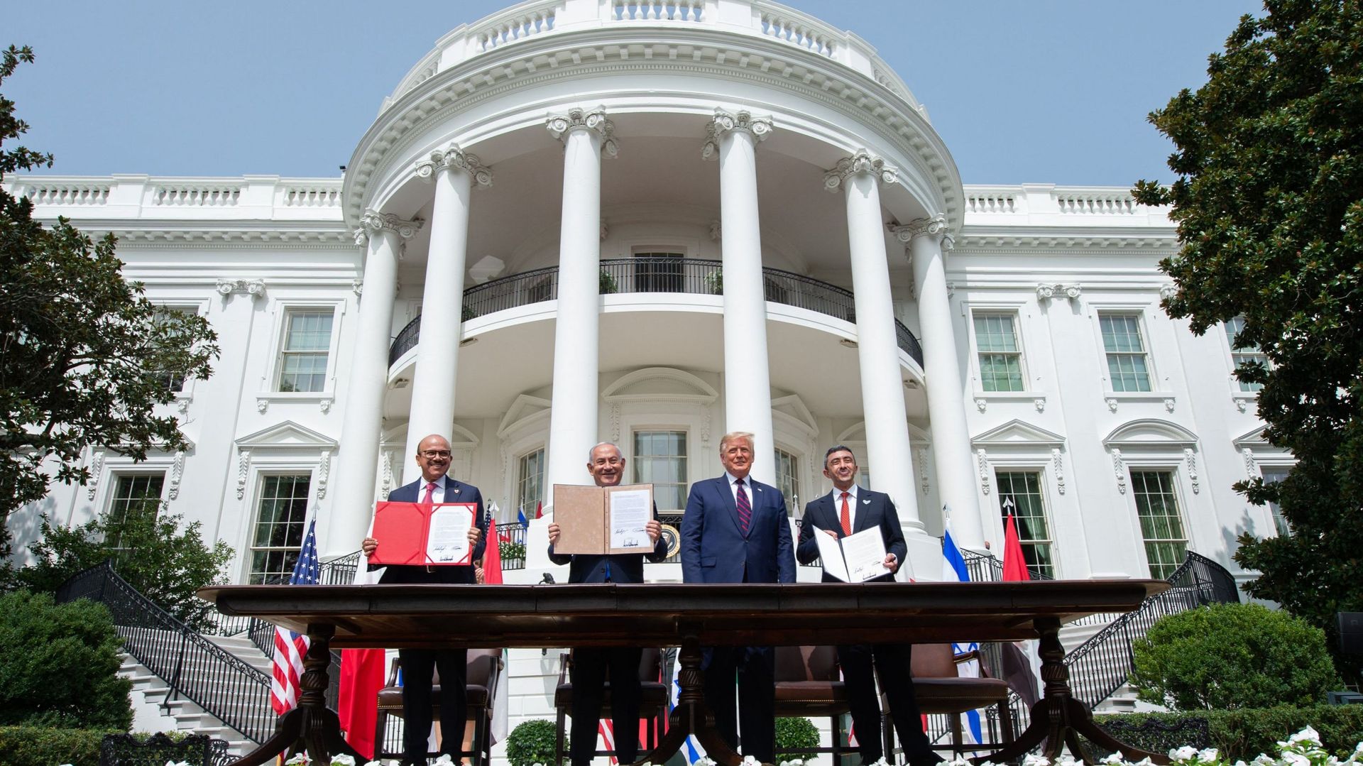 Le cérémonie de signature des Accords d'Abraham, à la Maison blanche, le 15 septembre 2020.