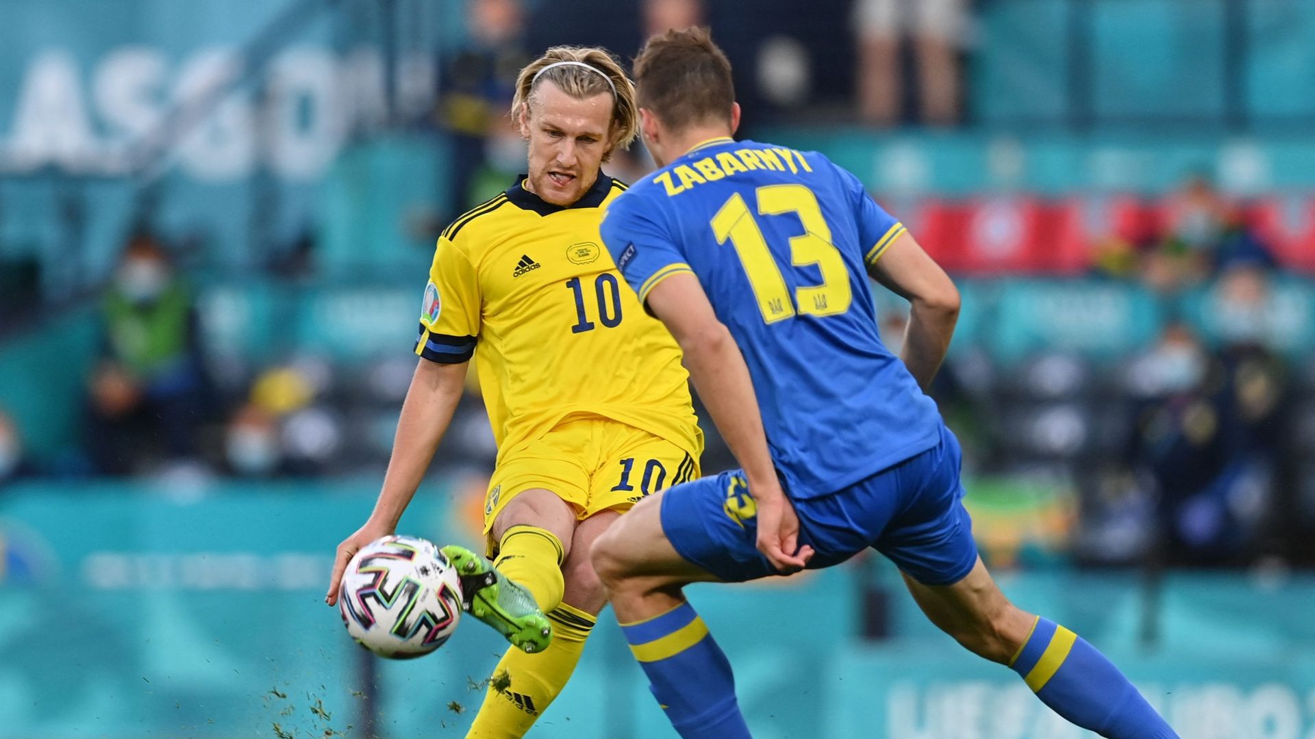 Emil Forsberg est très actif dans ce Suède-Ukraine avec un but et deux tirs sur le cadre.