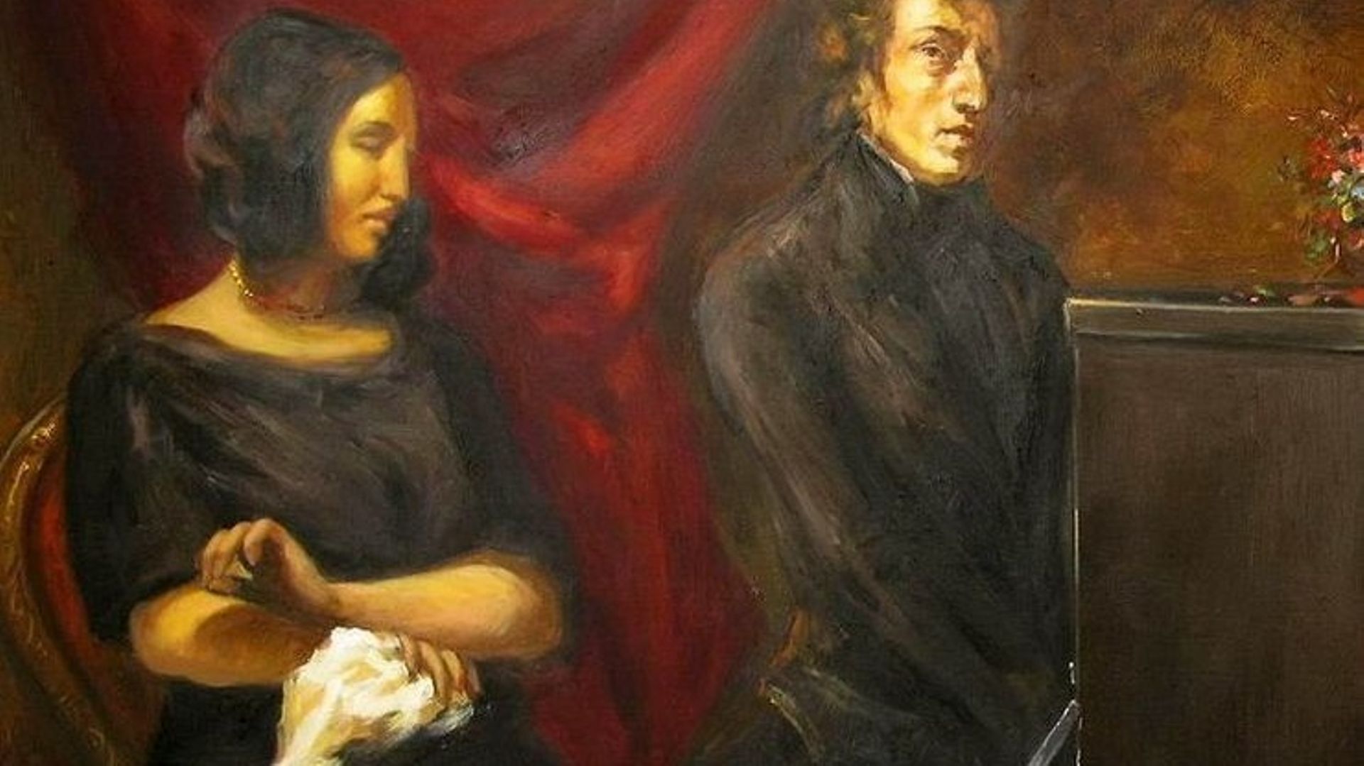 Georges Sand et Frédéric Chopin, peinture d'Eugène Delacroix