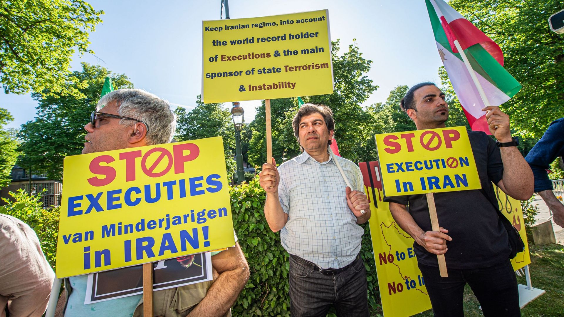 Manifestation pour la libération du professeur iranien Ahmadreza Djalali, sur le campus de l'ULB, le 17 mai 2022.