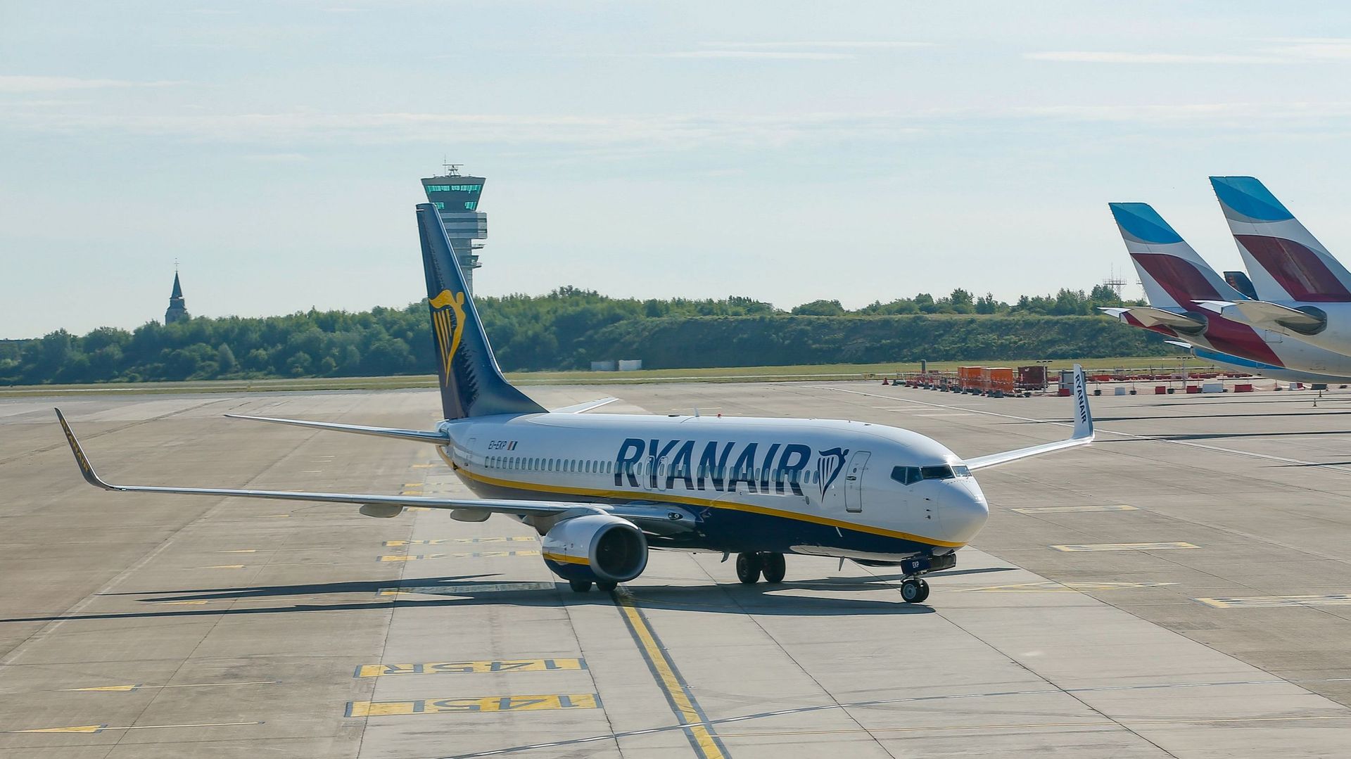 Un avion de la compagnie aérienne Ryanair ici sur le tarmac de Zaventem.