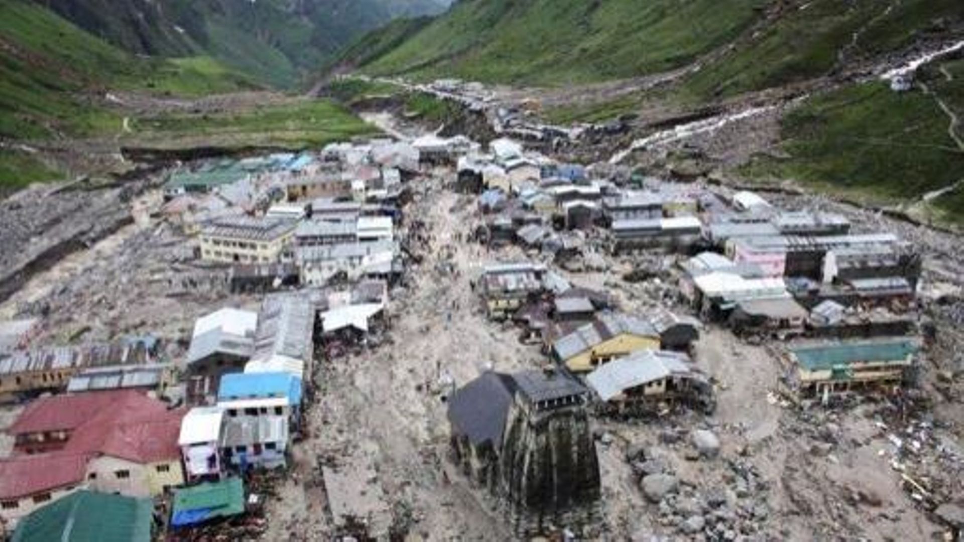 La ville et temple de Kedarnath (c) après les inondations dans l'Uttarakhand (nord), le 18 juin 2013