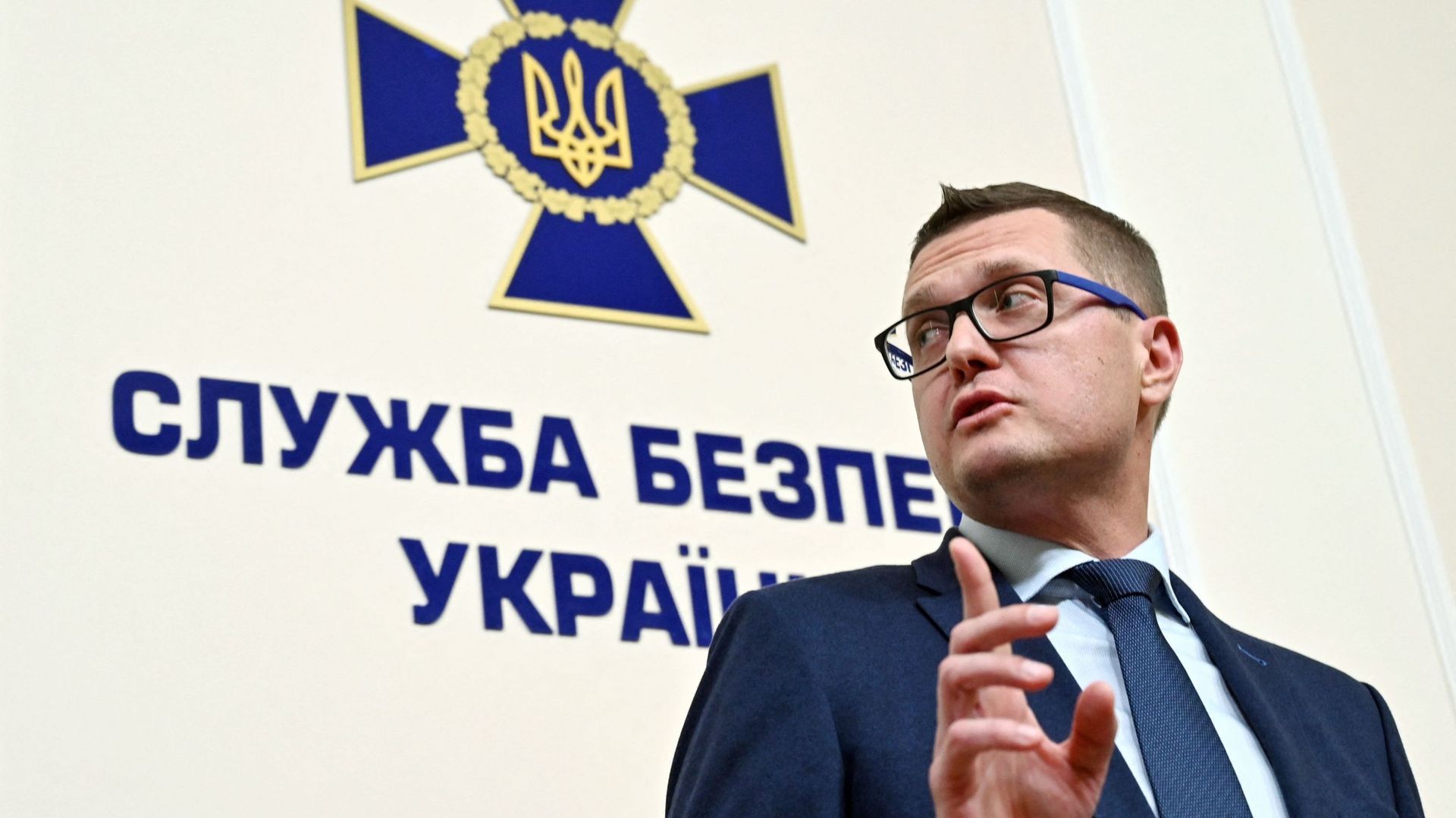 Le chef adjoint par intérim du service de sécurité ukrainien SBU, Ivan Bakanov, tenant une conférence de presse à Kiev, le 16 juillet 2019.