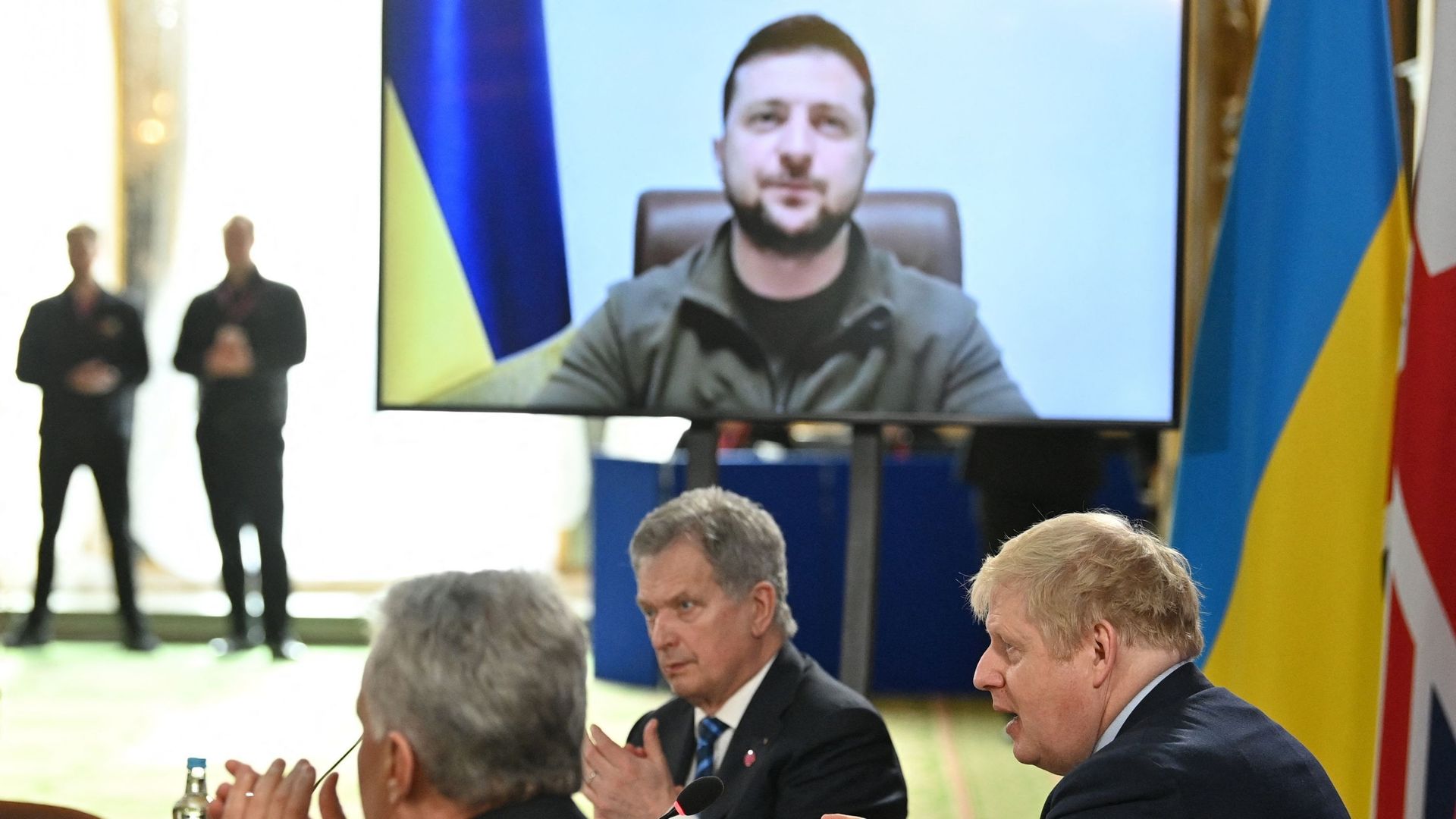 Le président Volodymyr Zelensky lors d'une vidéoconférence