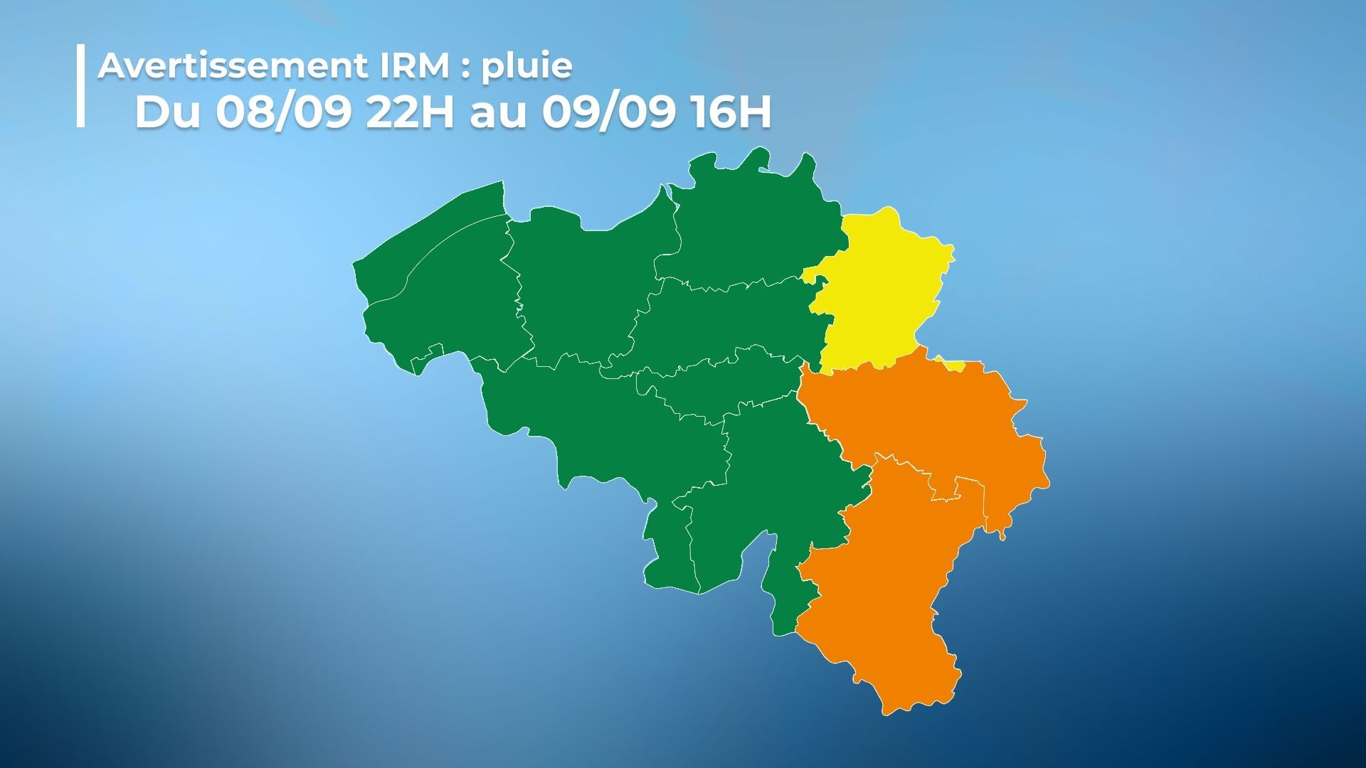 Météo : de fortes précipitations attendues cette nuit, l'IRM place deux provinces en avertissement orange