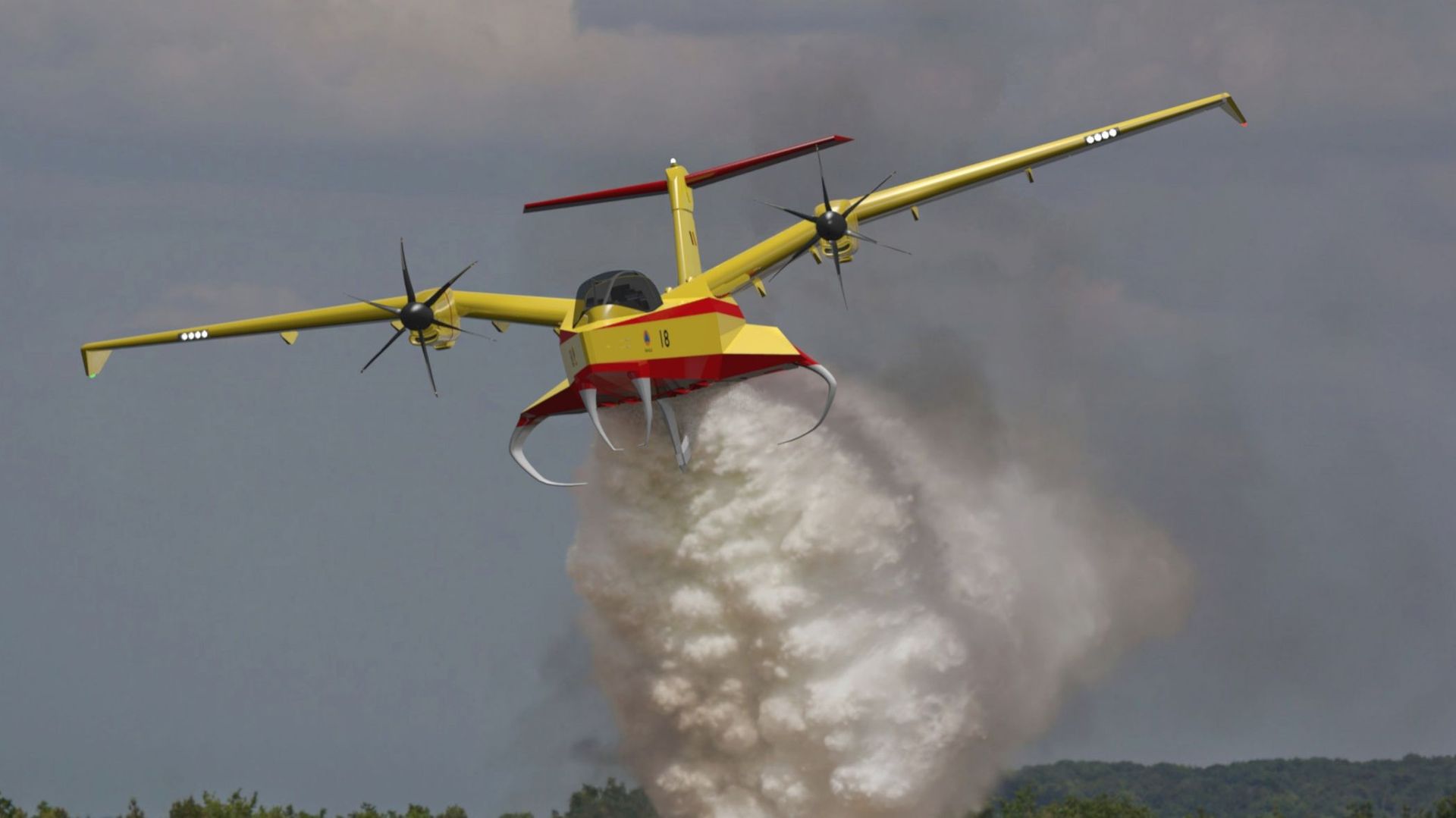 Quantité d'eau embarquée par le Seagle, 12.500 litres, le double du Canadair