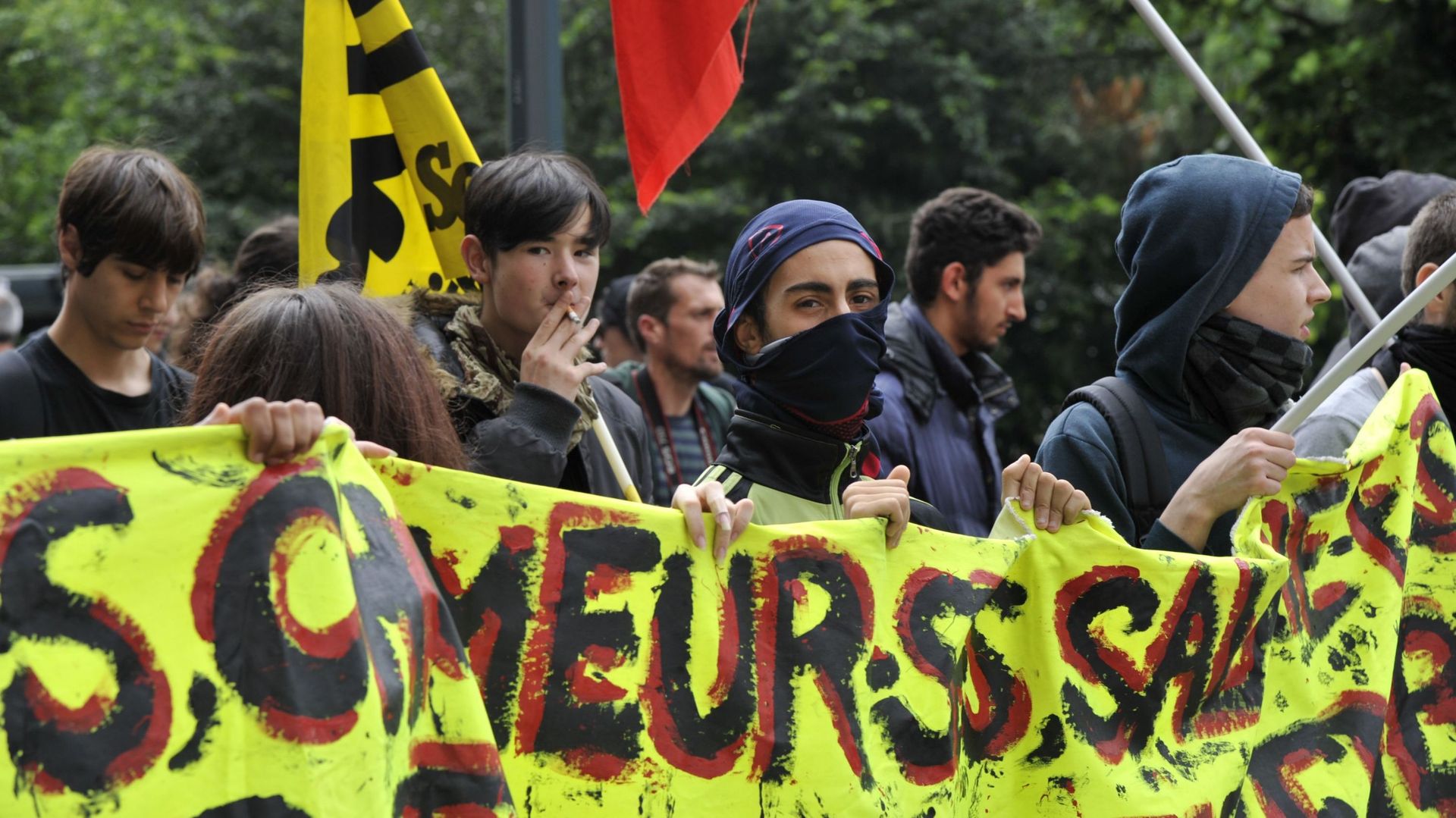 Manifestation de jeunes chômeurs à Rouen.